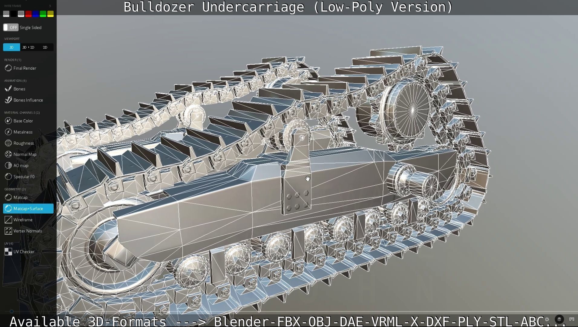 Bulldozer Undercarriage Rigged and Animated - Low-Poly Version Low-poly 3D model_44