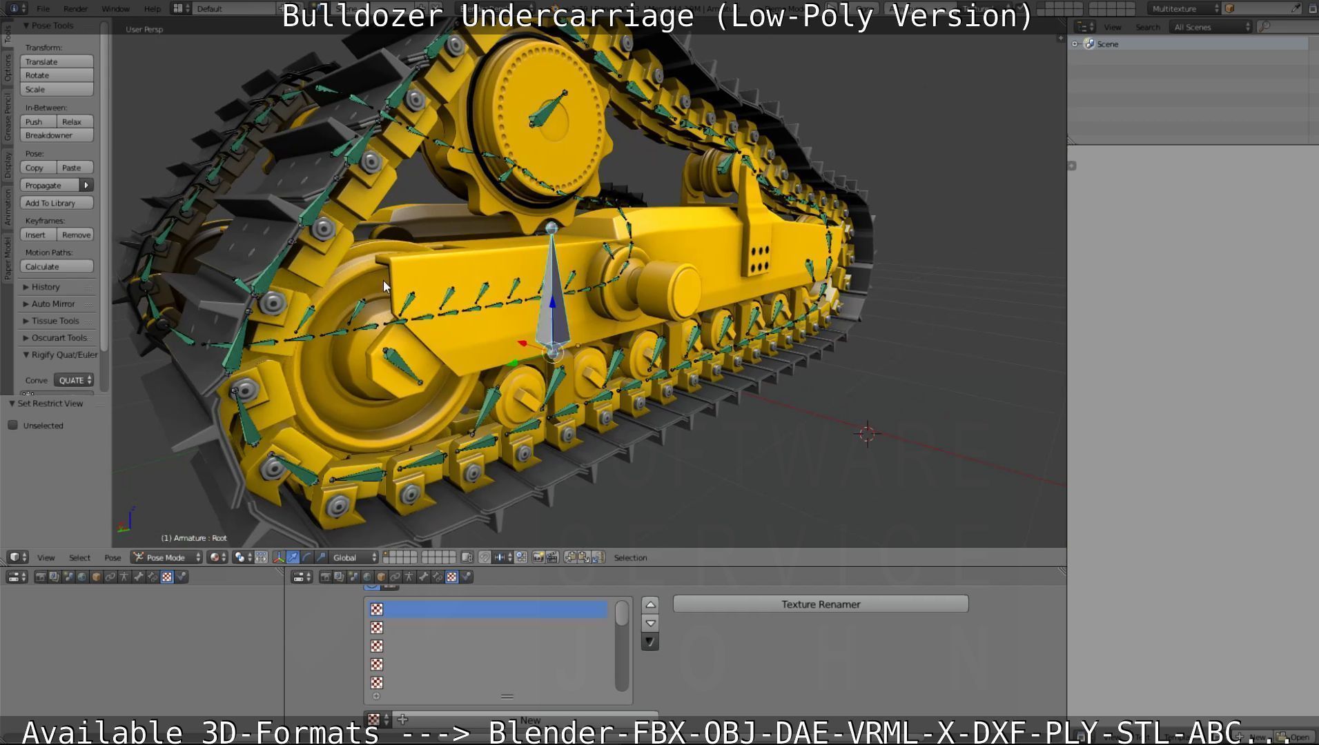Bulldozer Undercarriage Rigged and Animated - Low-Poly Version Low-poly 3D model_4