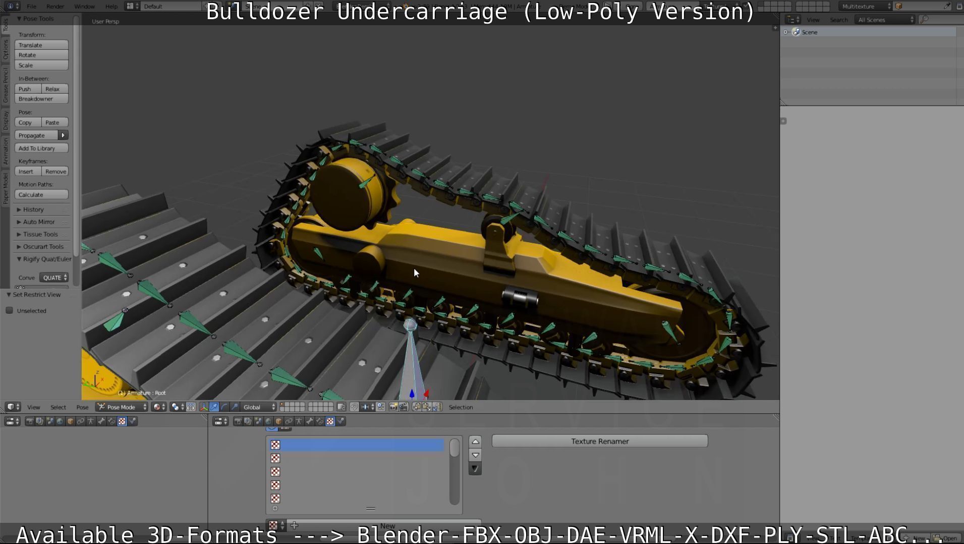 Bulldozer Undercarriage Rigged and Animated - Low-Poly Version Low-poly 3D model_21