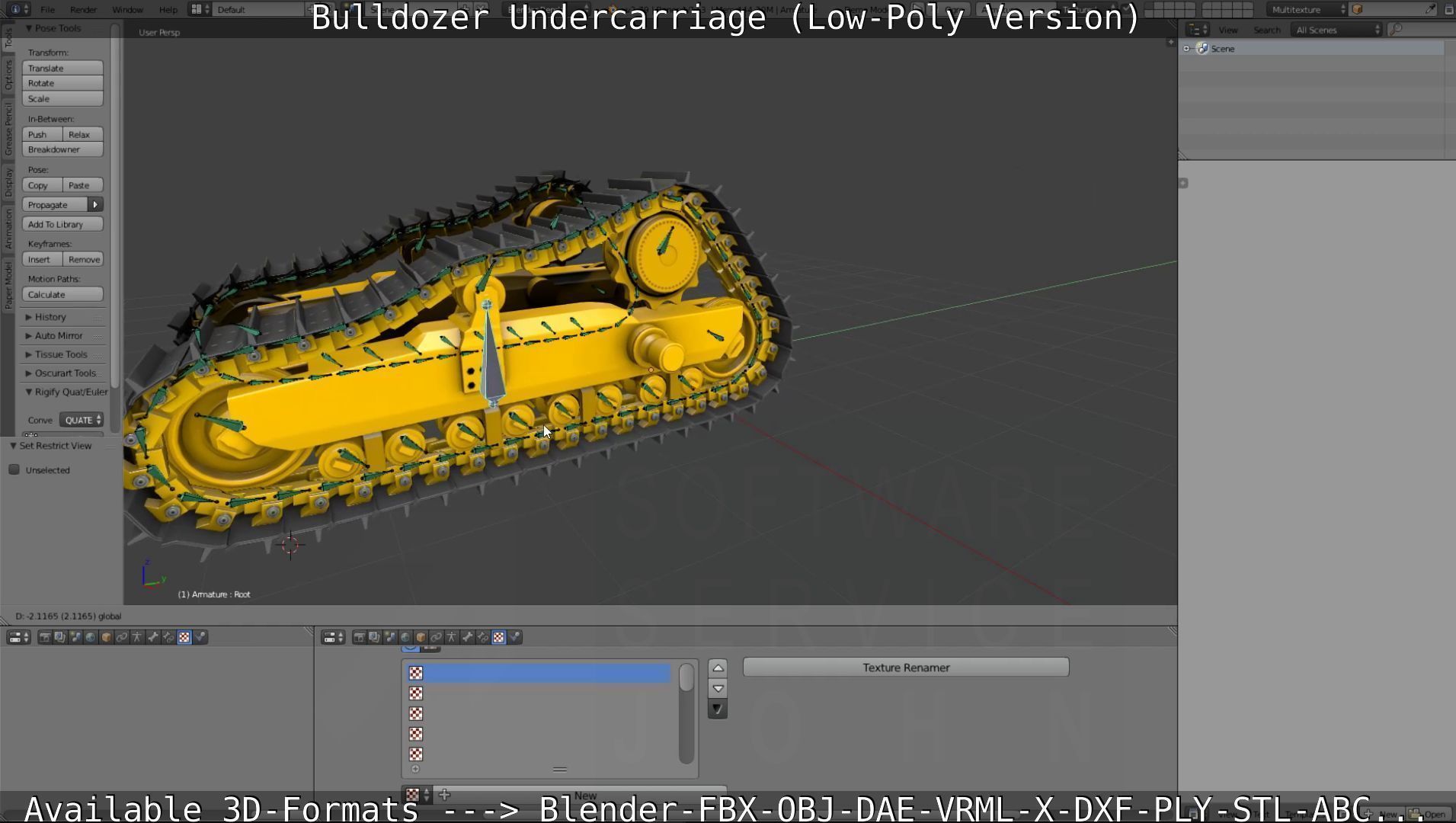 Bulldozer Undercarriage Rigged and Animated - Low-Poly Version Low-poly 3D model_18