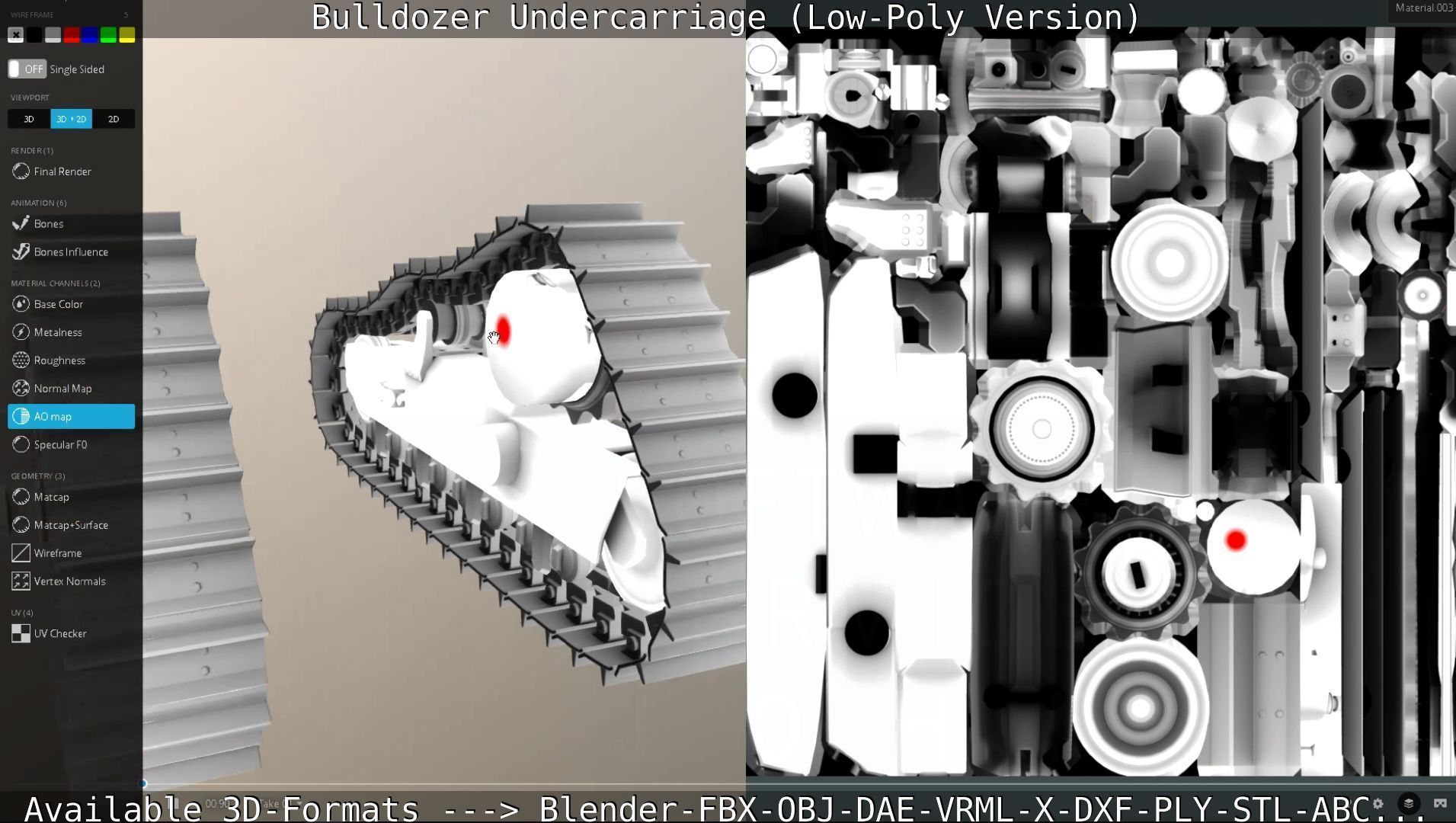 Bulldozer Undercarriage Rigged and Animated - Low-Poly Version Low-poly 3D model_34