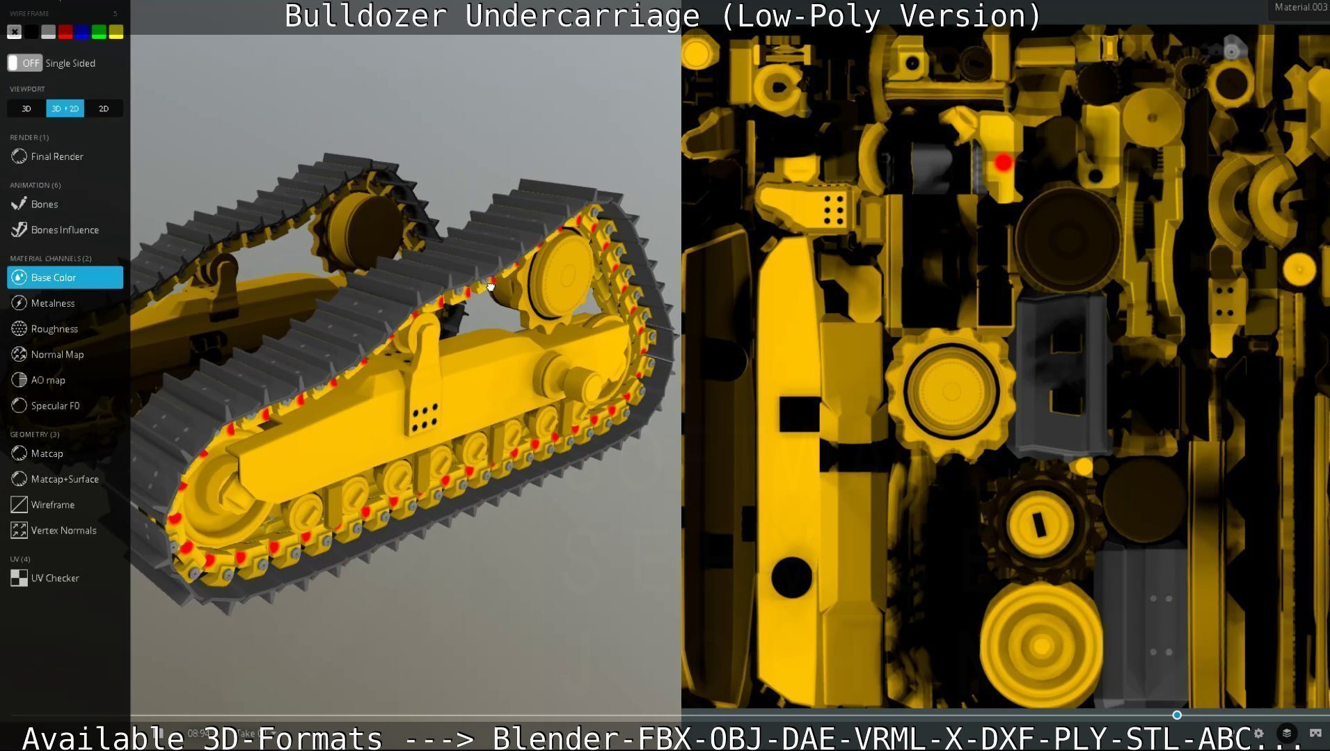 Bulldozer Undercarriage Rigged and Animated - Low-Poly Version Low-poly 3D model_31