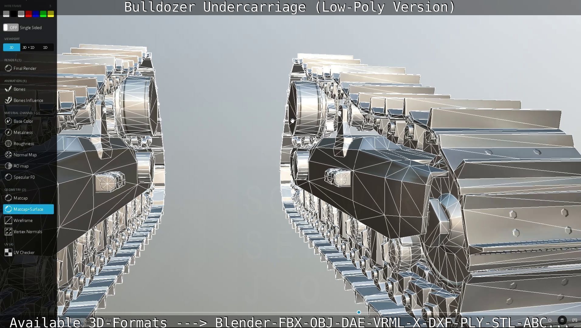 Bulldozer Undercarriage Rigged and Animated - Low-Poly Version Low-poly 3D model_48