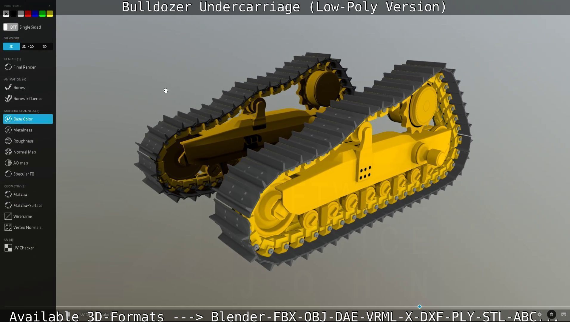 Bulldozer Undercarriage Rigged and Animated - Low-Poly Version Low-poly 3D model_30