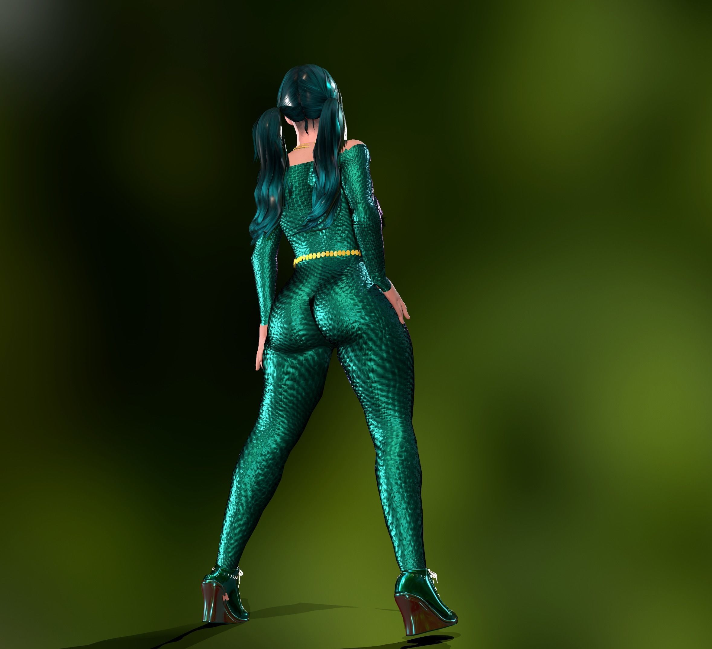 helina catsuits Low-poly 3D model_16