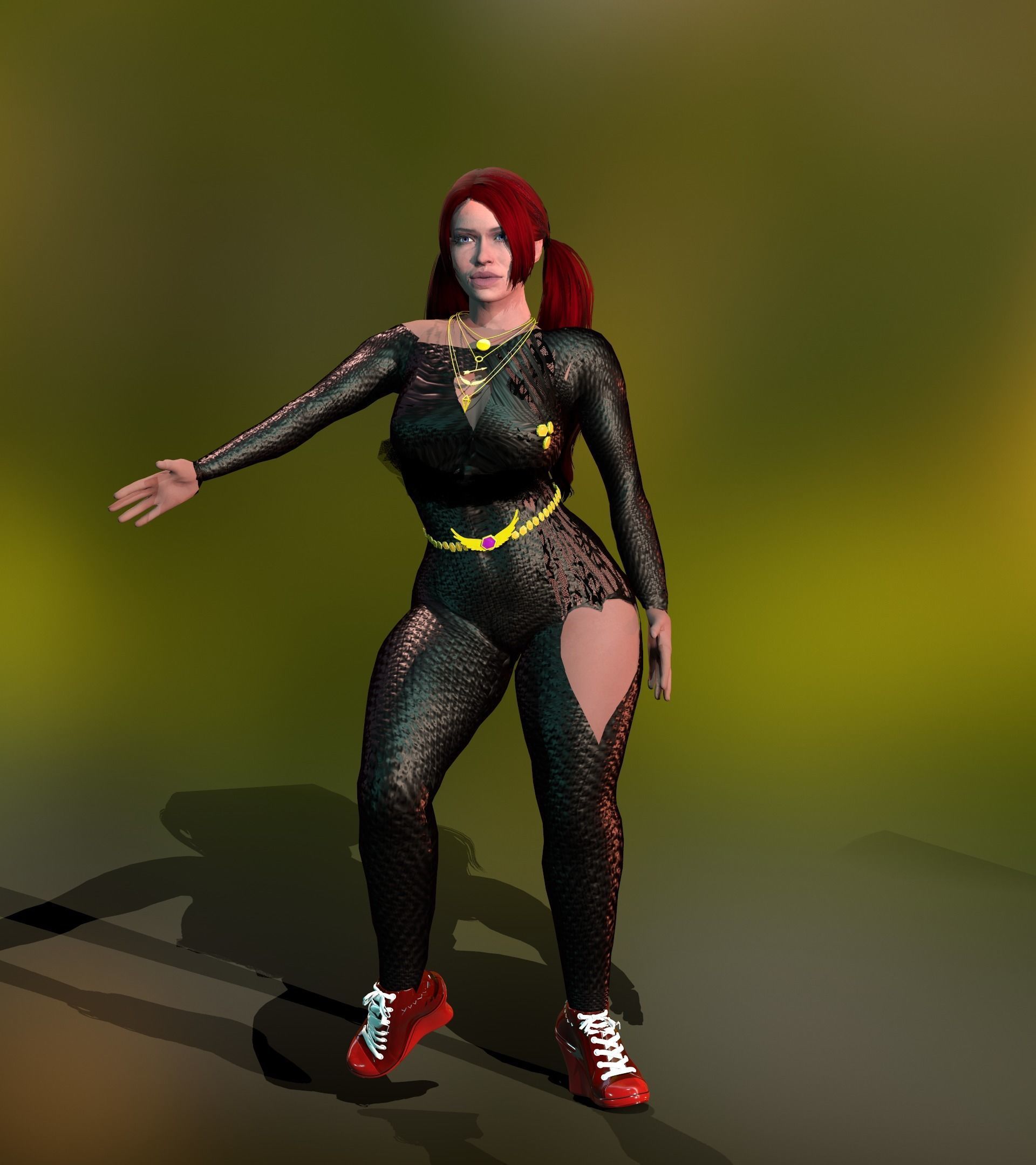 helina catsuits Low-poly 3D model_9