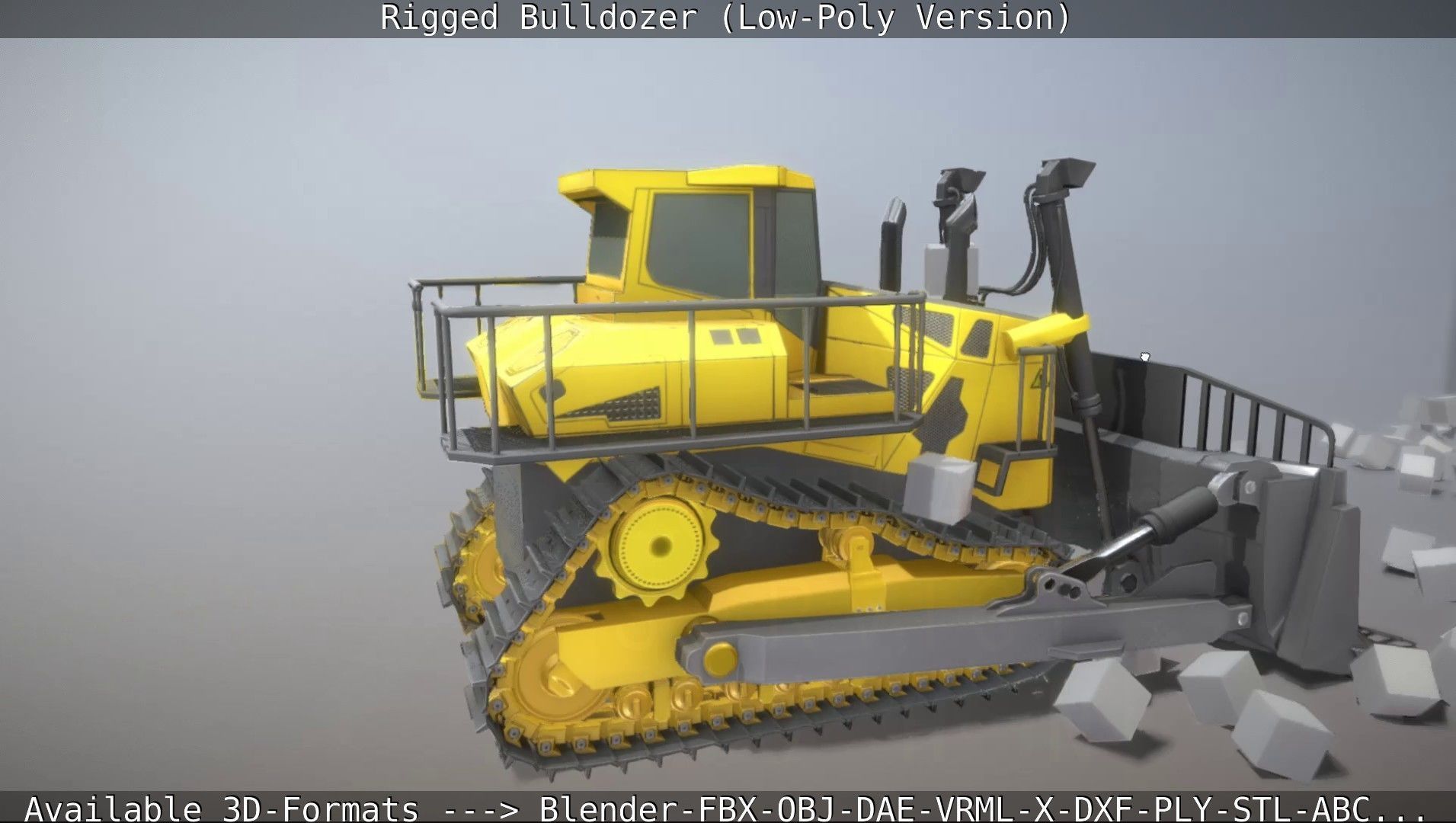 Bulldozer Rigged and Animated- Low-Poly Version Low-poly 3D model_5