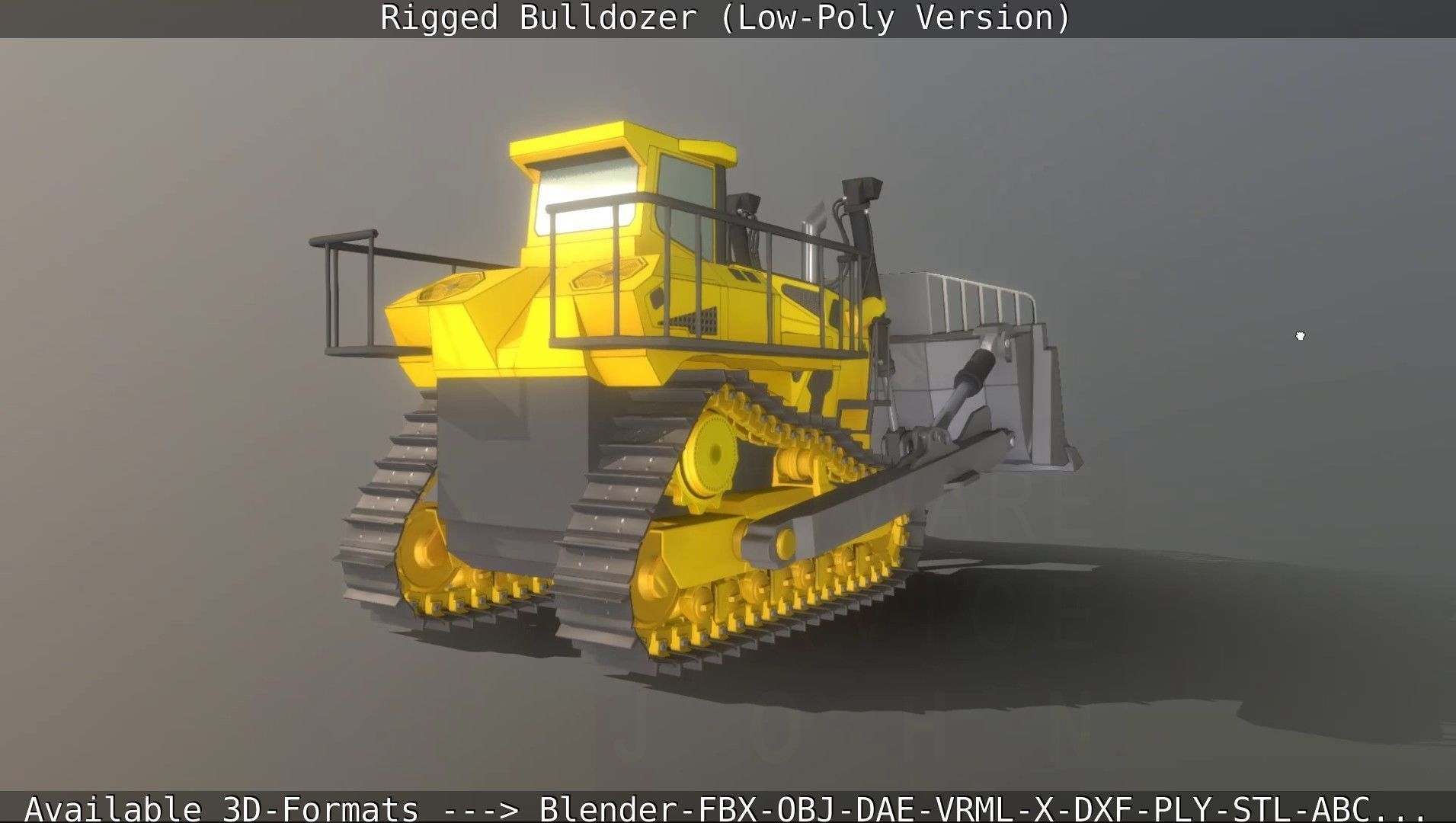 Bulldozer Rigged and Animated- Low-Poly Version Low-poly 3D model_35