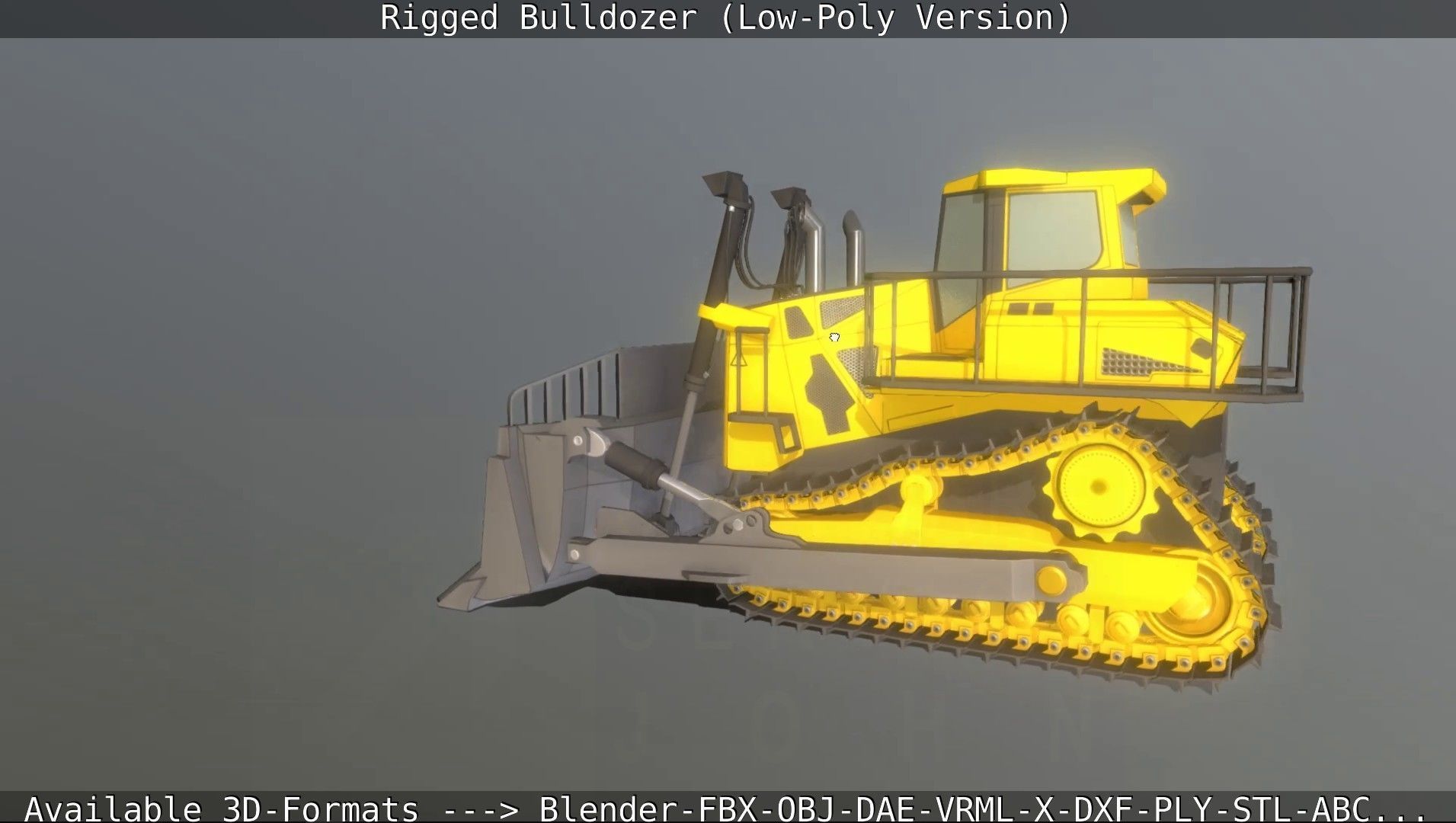 Bulldozer Rigged and Animated- Low-Poly Version Low-poly 3D model_43