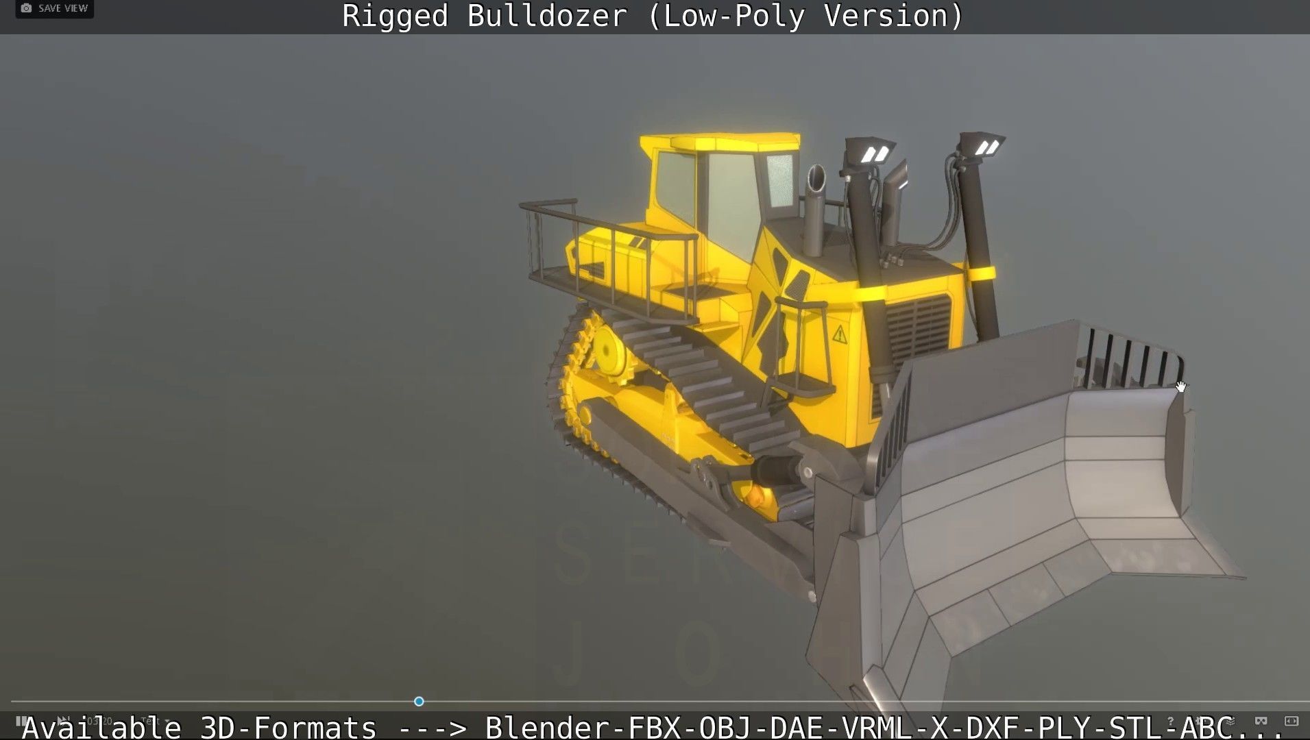 Bulldozer Rigged and Animated- Low-Poly Version Low-poly 3D model_84