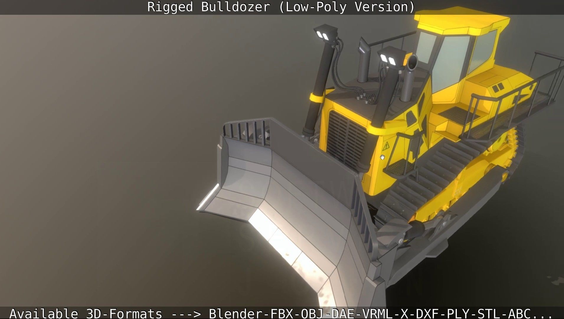 Bulldozer Rigged and Animated- Low-Poly Version Low-poly 3D model_62