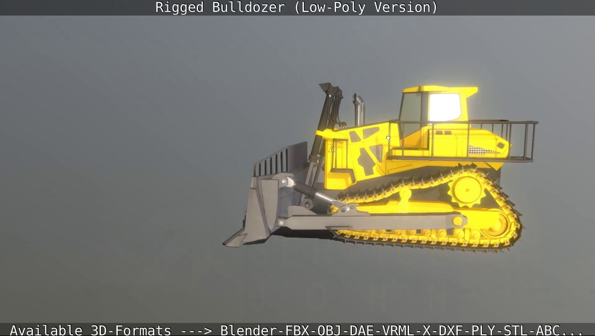 Bulldozer Rigged and Animated- Low-Poly Version Low-poly 3D model_27