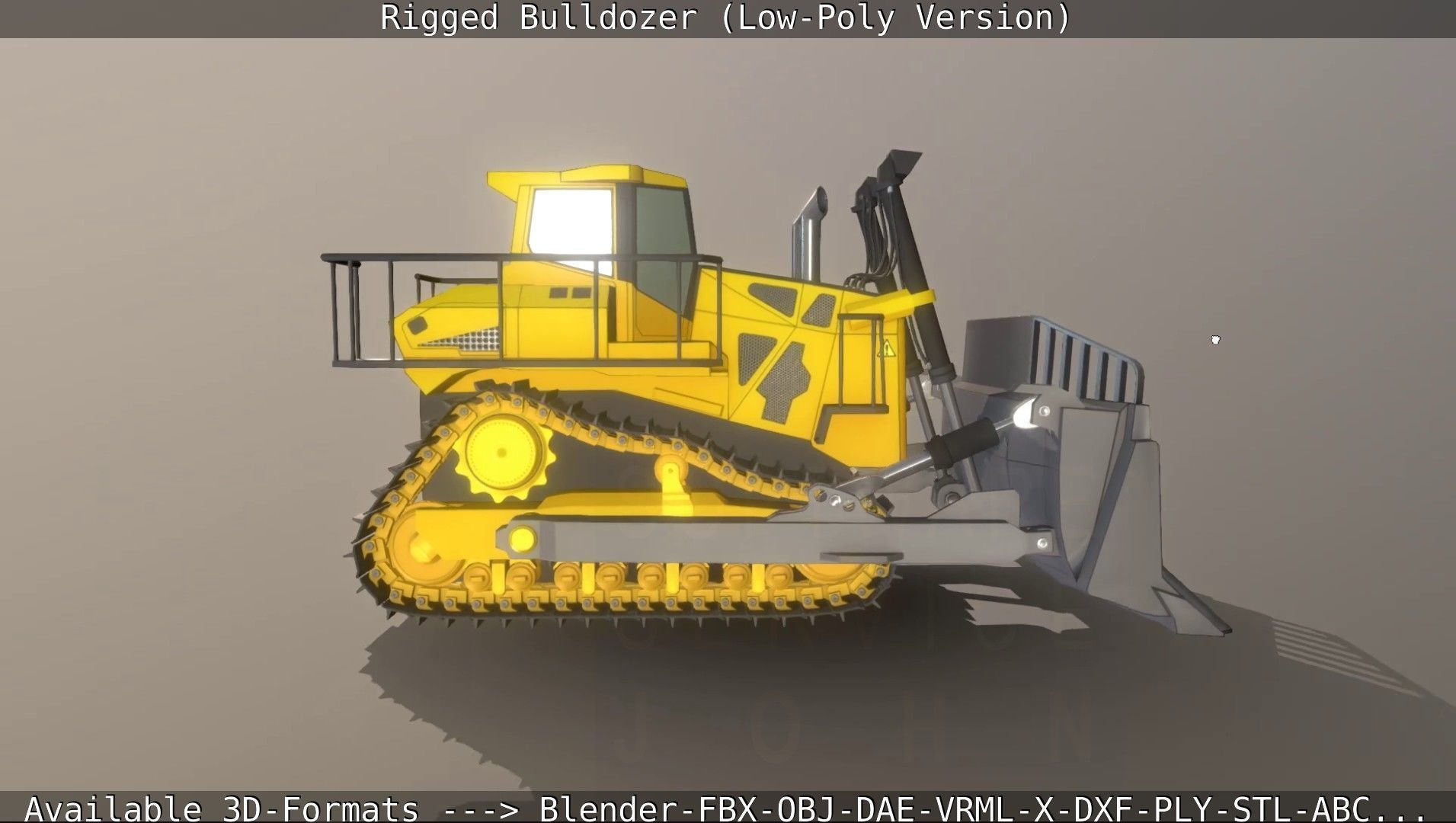 Bulldozer Rigged and Animated- Low-Poly Version Low-poly 3D model_30