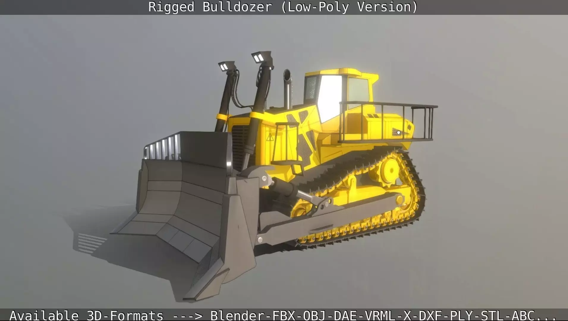 Bulldozer Rigged and Animated- Low-Poly Version Low-poly 3D model_0
