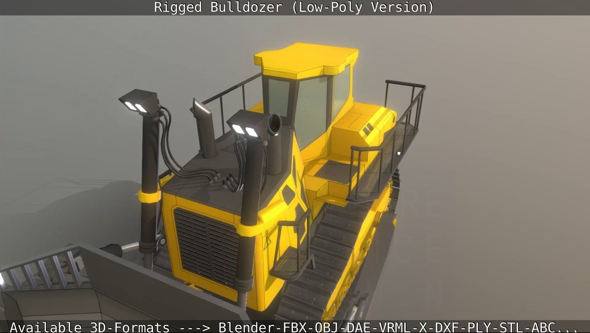 Bulldozer Rigged and Animated- Low-Poly Version Low-poly 3D model_51