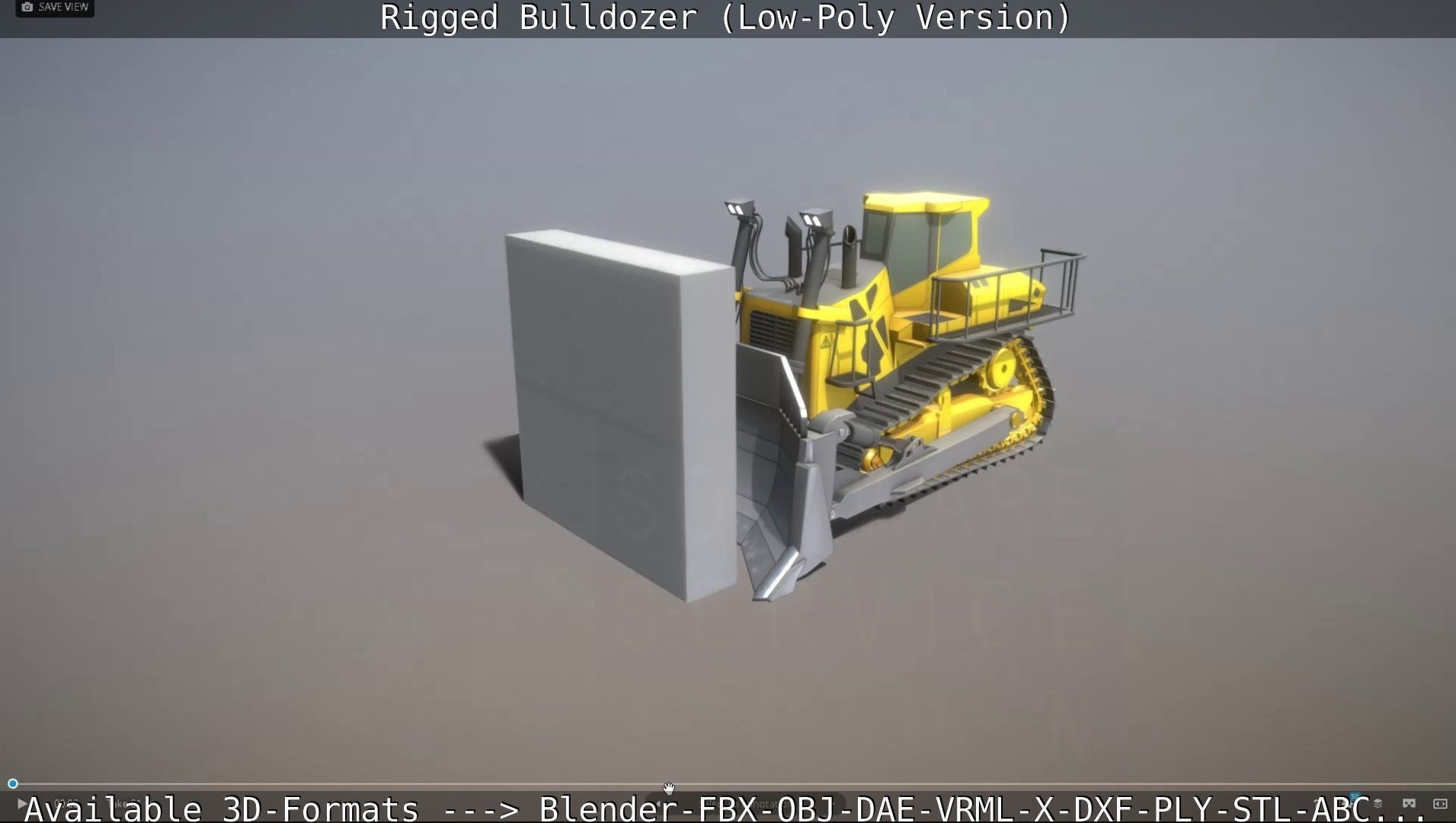 Bulldozer Rigged and Animated- Low-Poly Version Low-poly 3D model_21