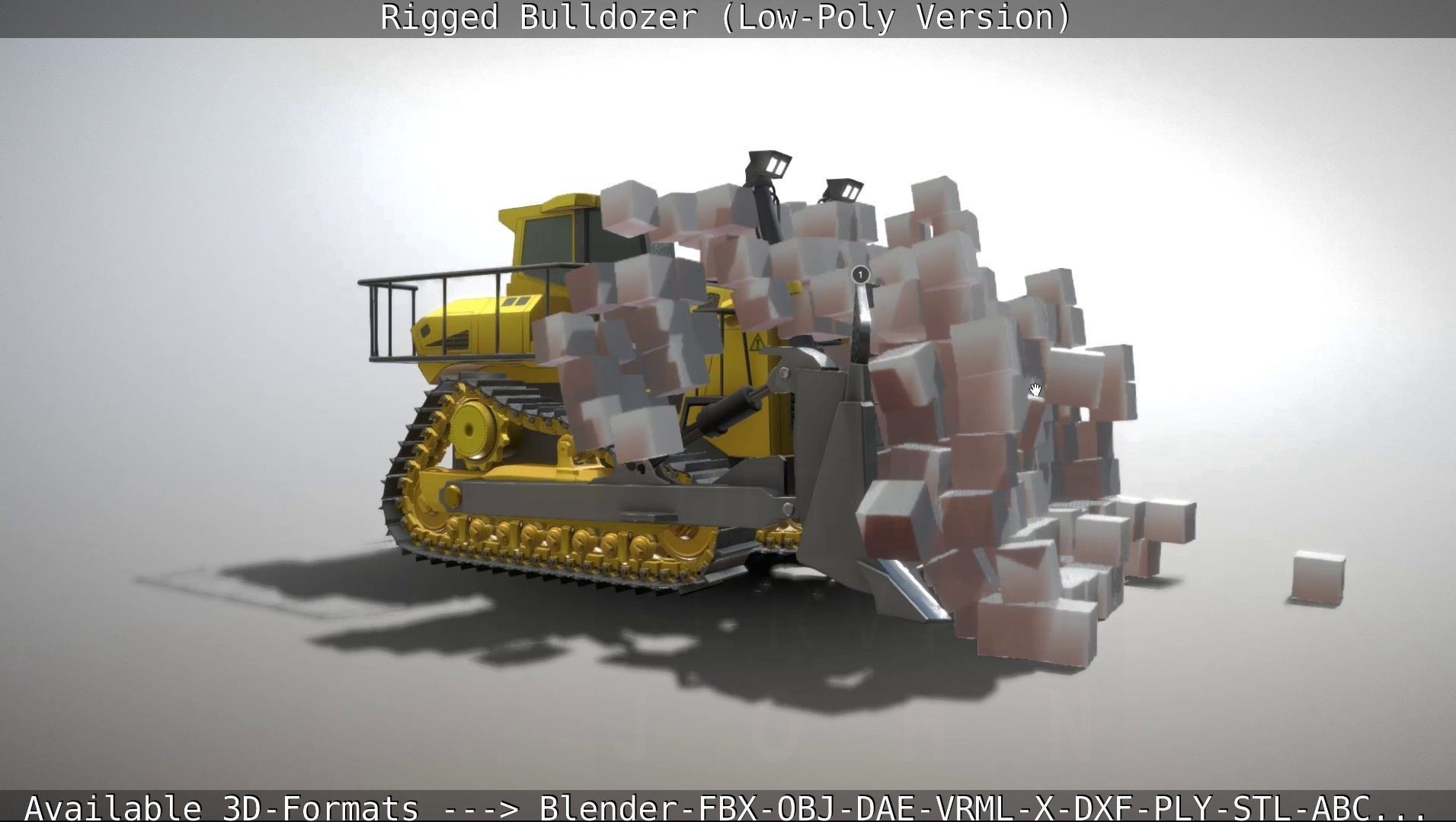 Bulldozer Rigged and Animated- Low-Poly Version Low-poly 3D model_10