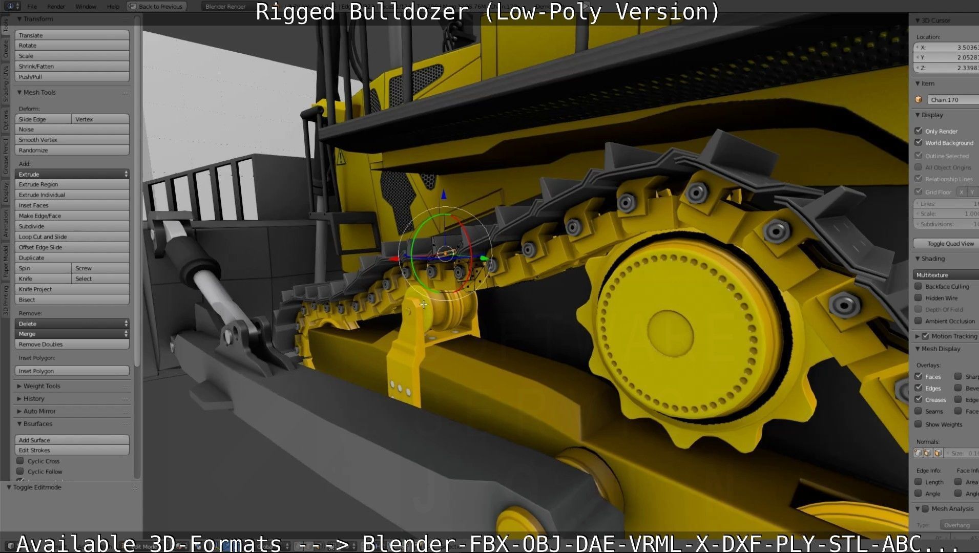 Bulldozer Rigged and Animated- Low-Poly Version Low-poly 3D model_18
