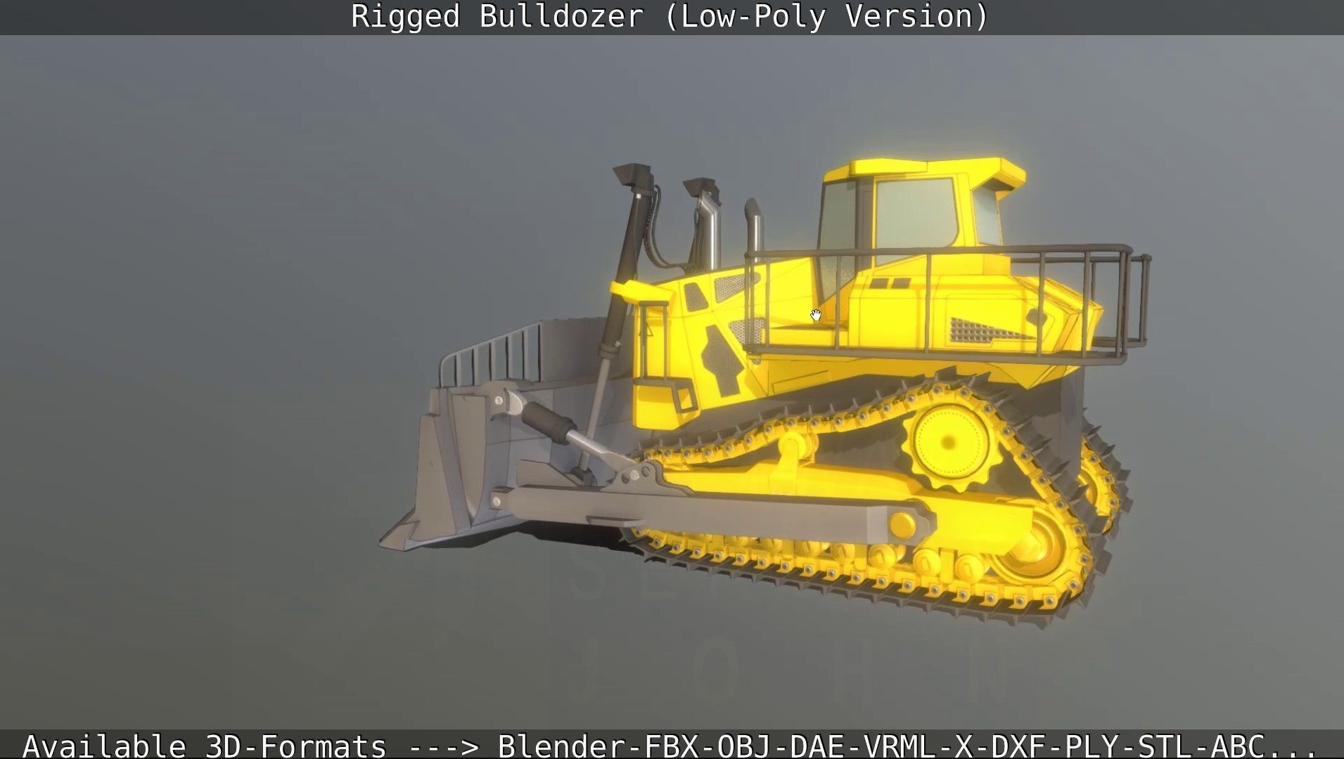 Bulldozer Rigged and Animated- Low-Poly Version Low-poly 3D model_25
