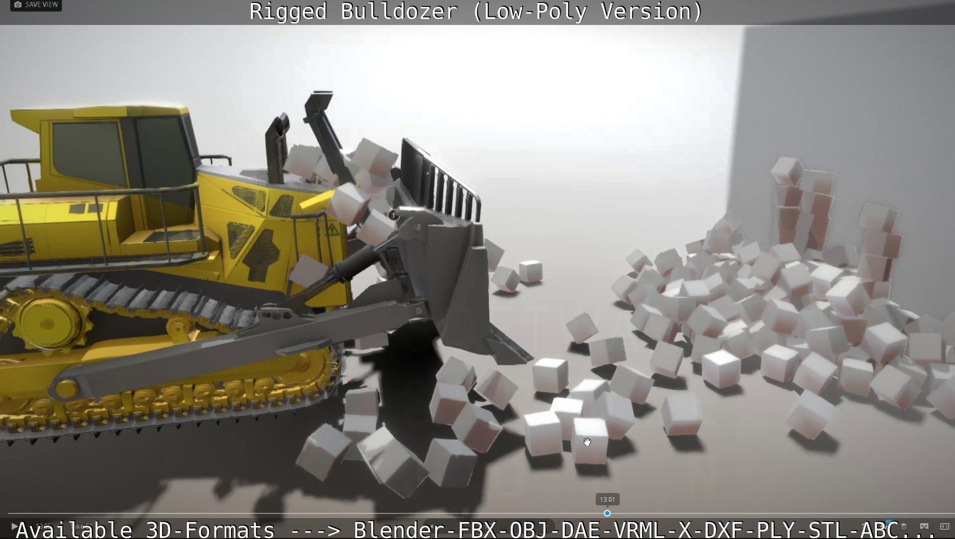 Bulldozer Rigged and Animated- Low-Poly Version Low-poly 3D model_7