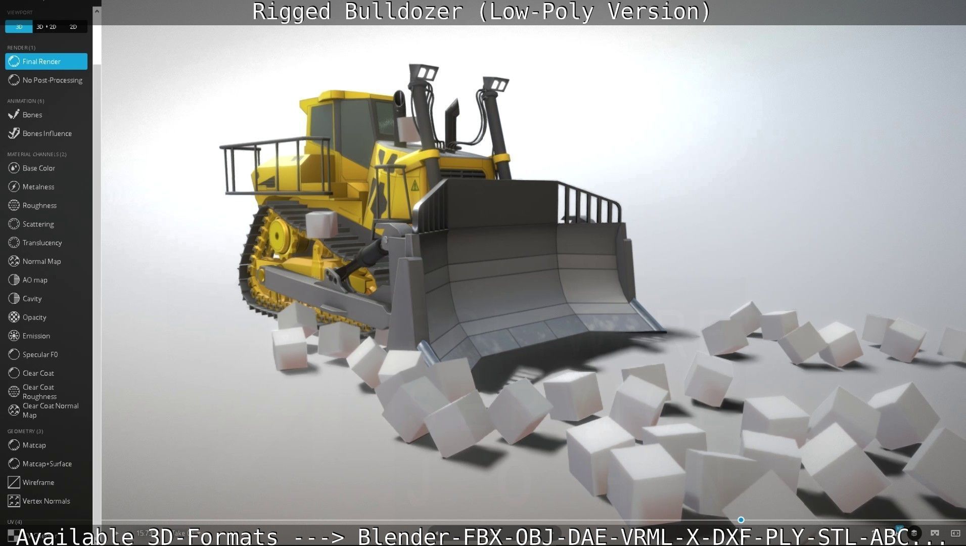 Bulldozer Rigged and Animated- Low-Poly Version Low-poly 3D model_17