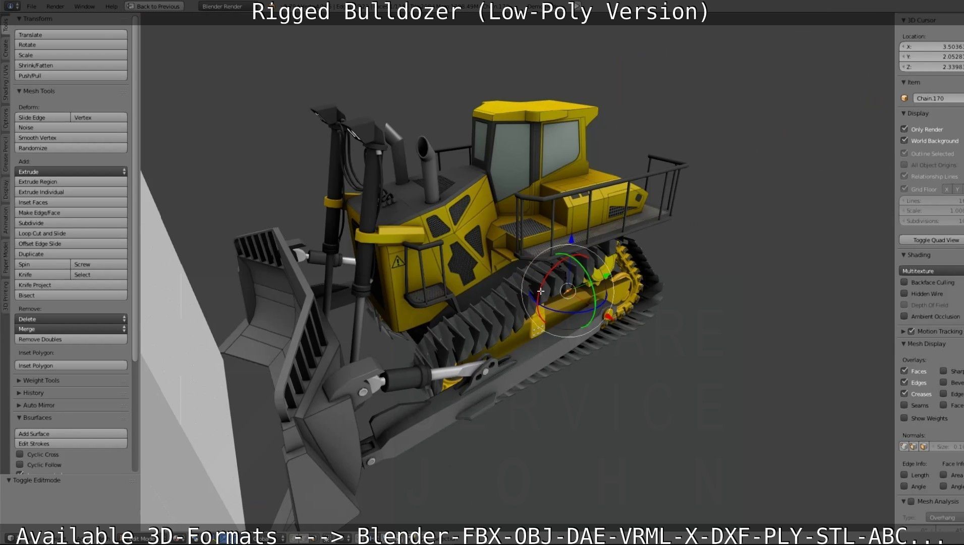 Bulldozer Rigged and Animated- Low-Poly Version Low-poly 3D model_19