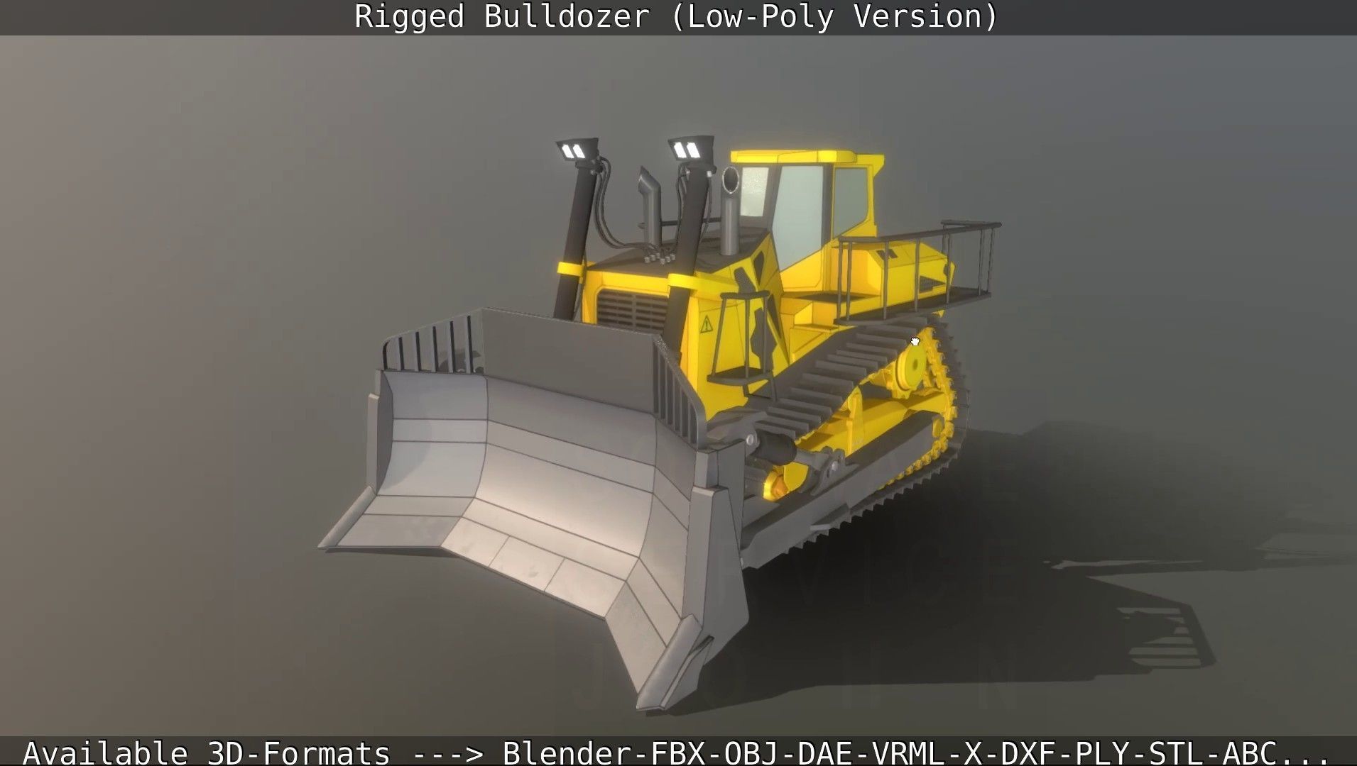 Bulldozer Rigged and Animated- Low-Poly Version Low-poly 3D model_68