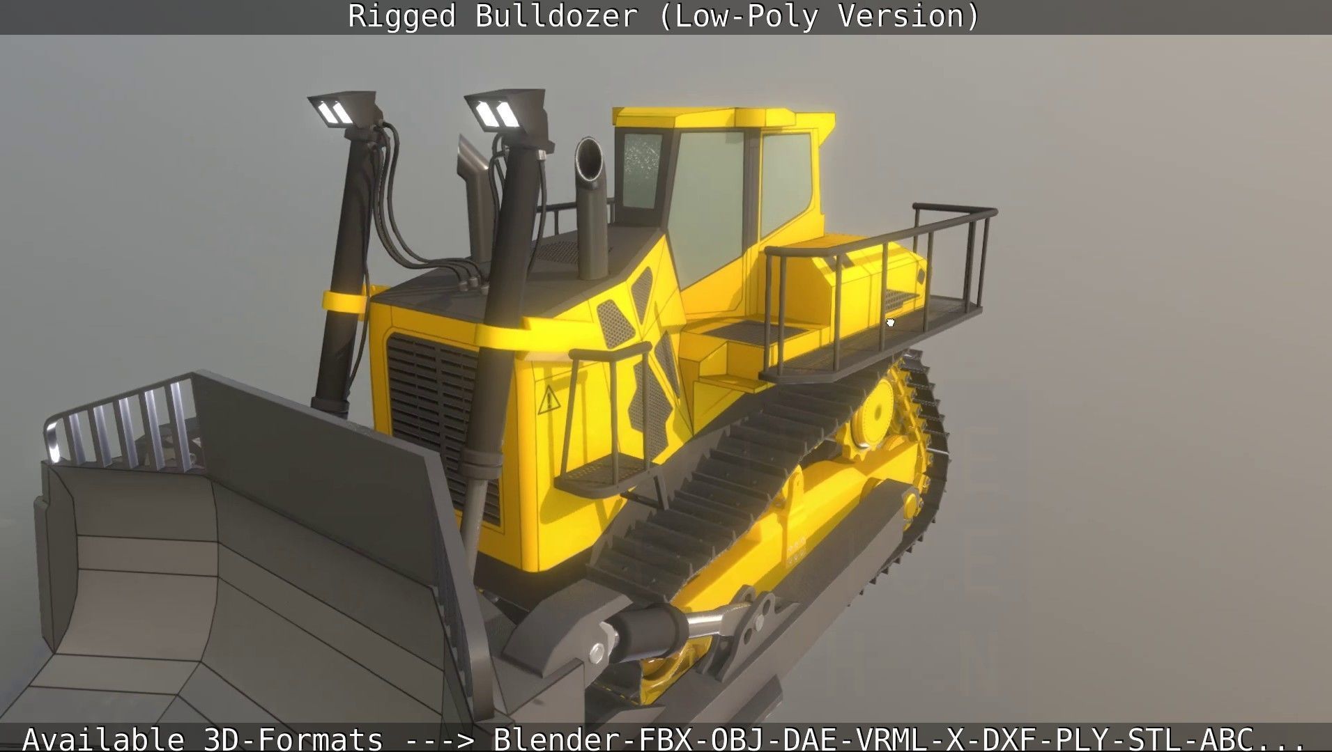 Bulldozer Rigged and Animated- Low-Poly Version Low-poly 3D model_37