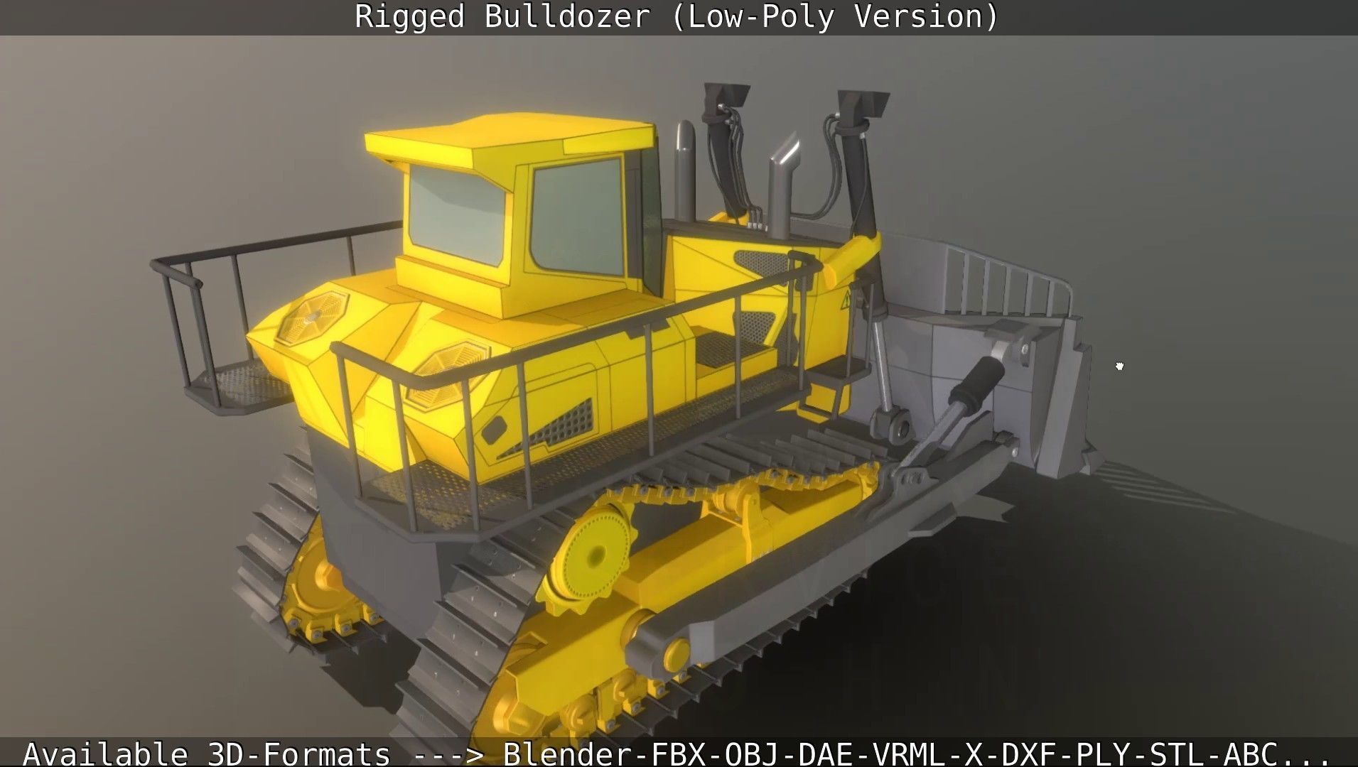Bulldozer Rigged and Animated- Low-Poly Version Low-poly 3D model_32