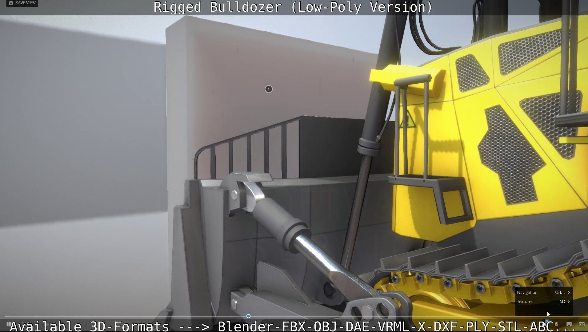 Bulldozer Rigged and Animated- Low-Poly Version Low-poly 3D model_8