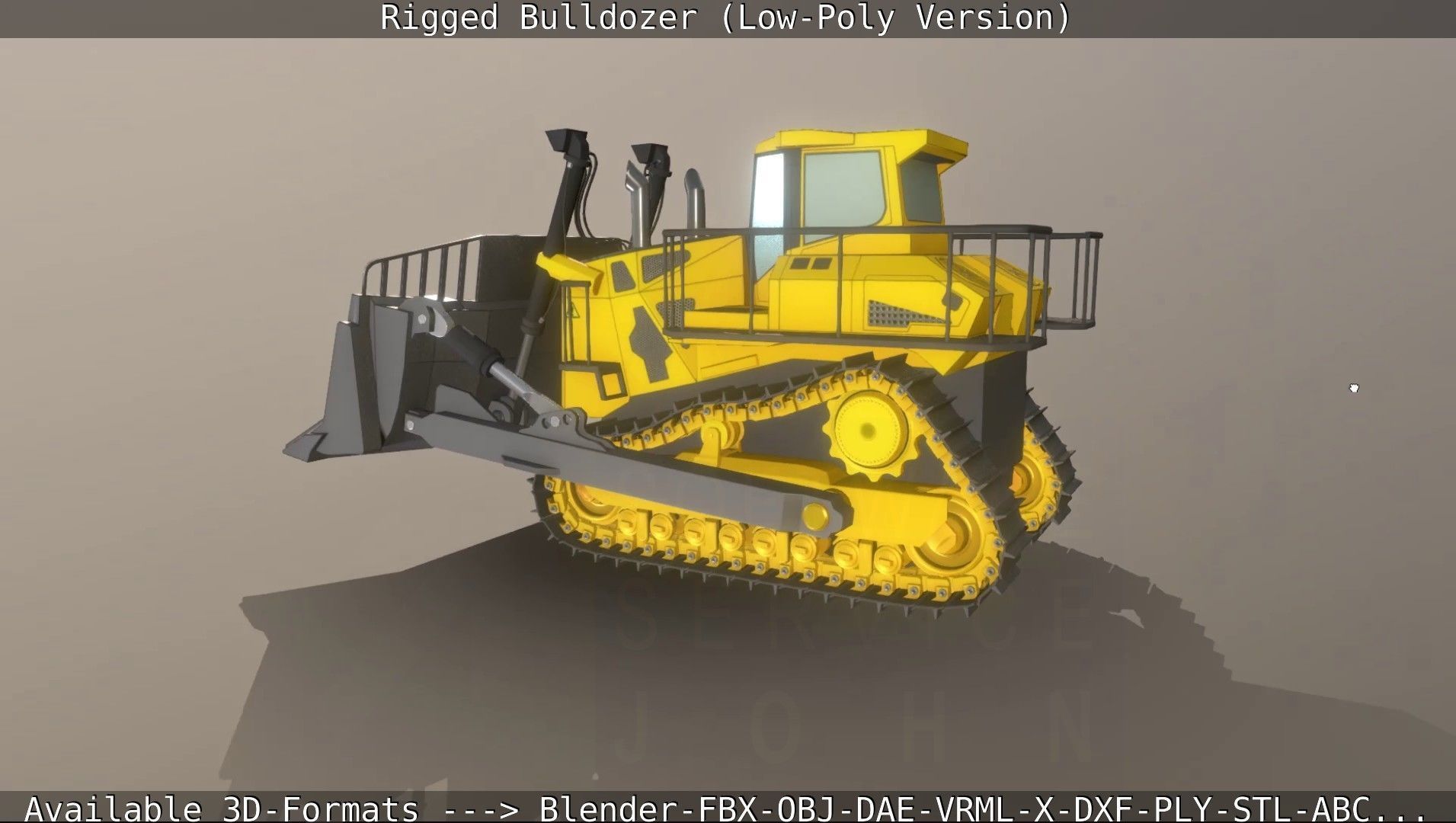 Bulldozer Rigged and Animated- Low-Poly Version Low-poly 3D model_77