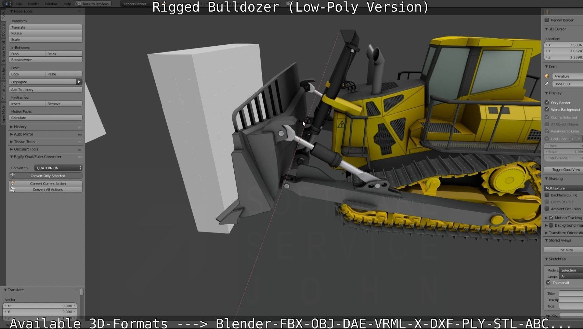 Bulldozer Rigged and Animated- Low-Poly Version Low-poly 3D model_15