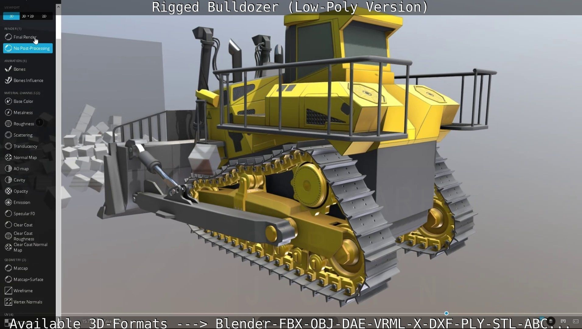 Bulldozer Rigged and Animated- Low-Poly Version Low-poly 3D model_16