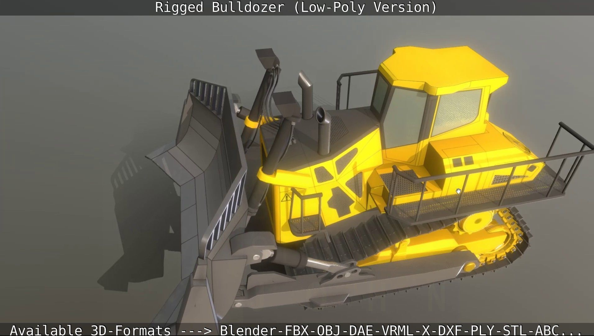 Bulldozer Rigged and Animated- Low-Poly Version Low-poly 3D model_97