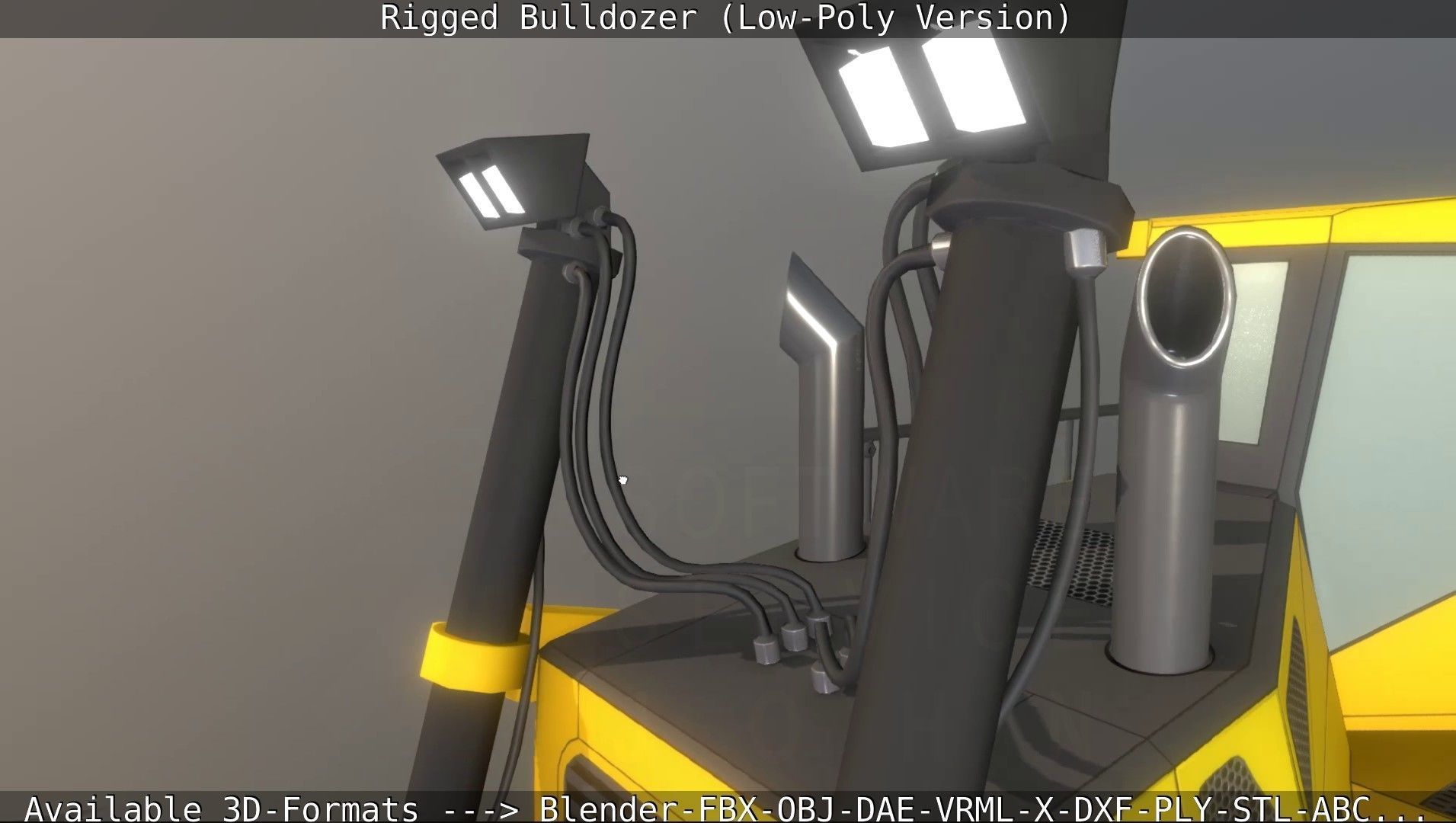 Bulldozer Rigged and Animated- Low-Poly Version Low-poly 3D model_93