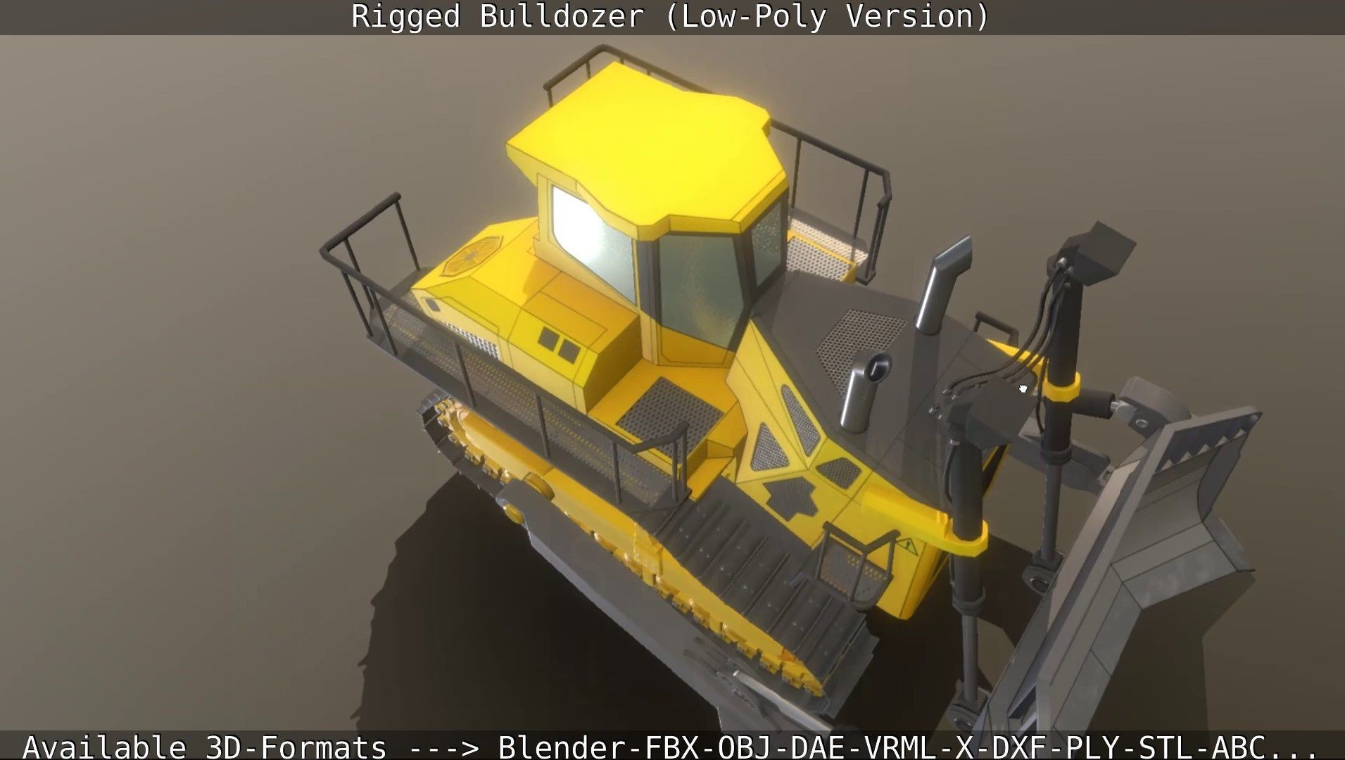 Bulldozer Rigged and Animated- Low-Poly Version Low-poly 3D model_45