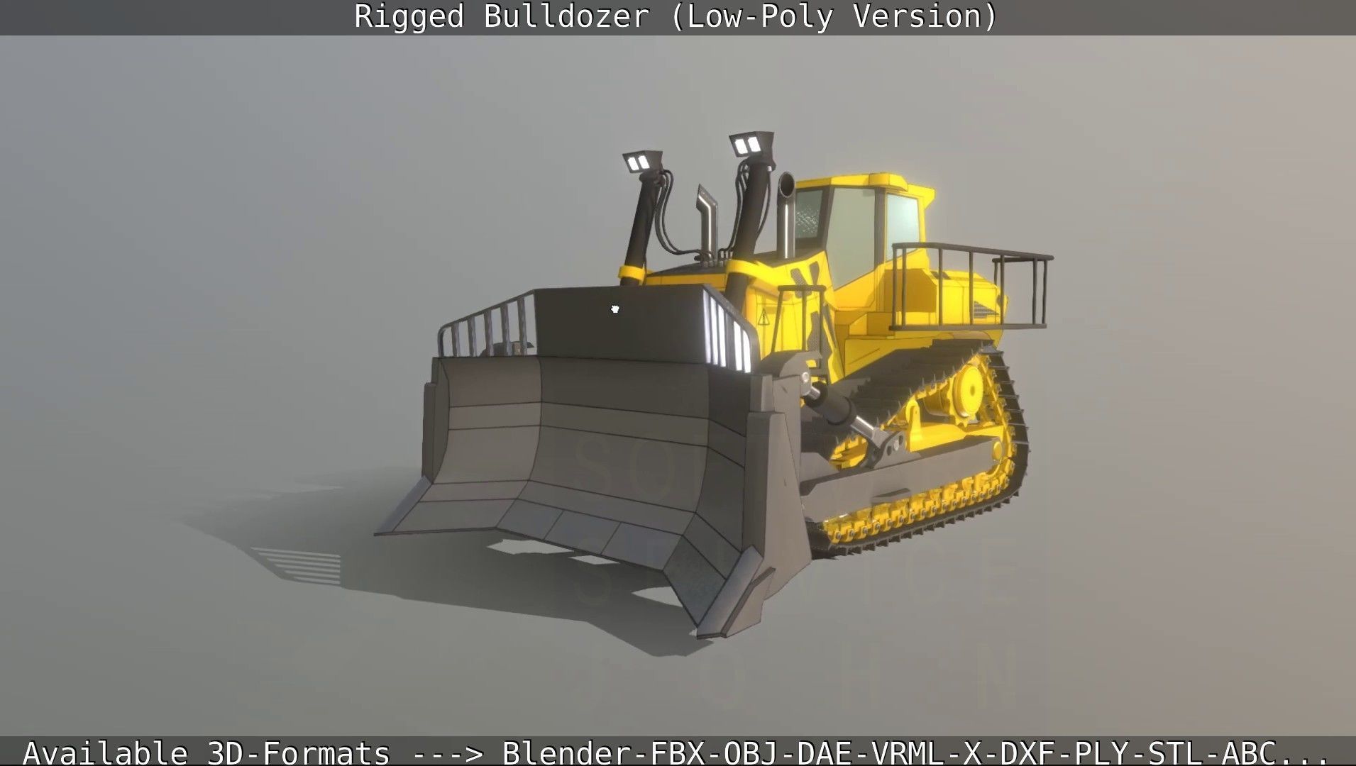 Bulldozer Rigged and Animated- Low-Poly Version Low-poly 3D model_66