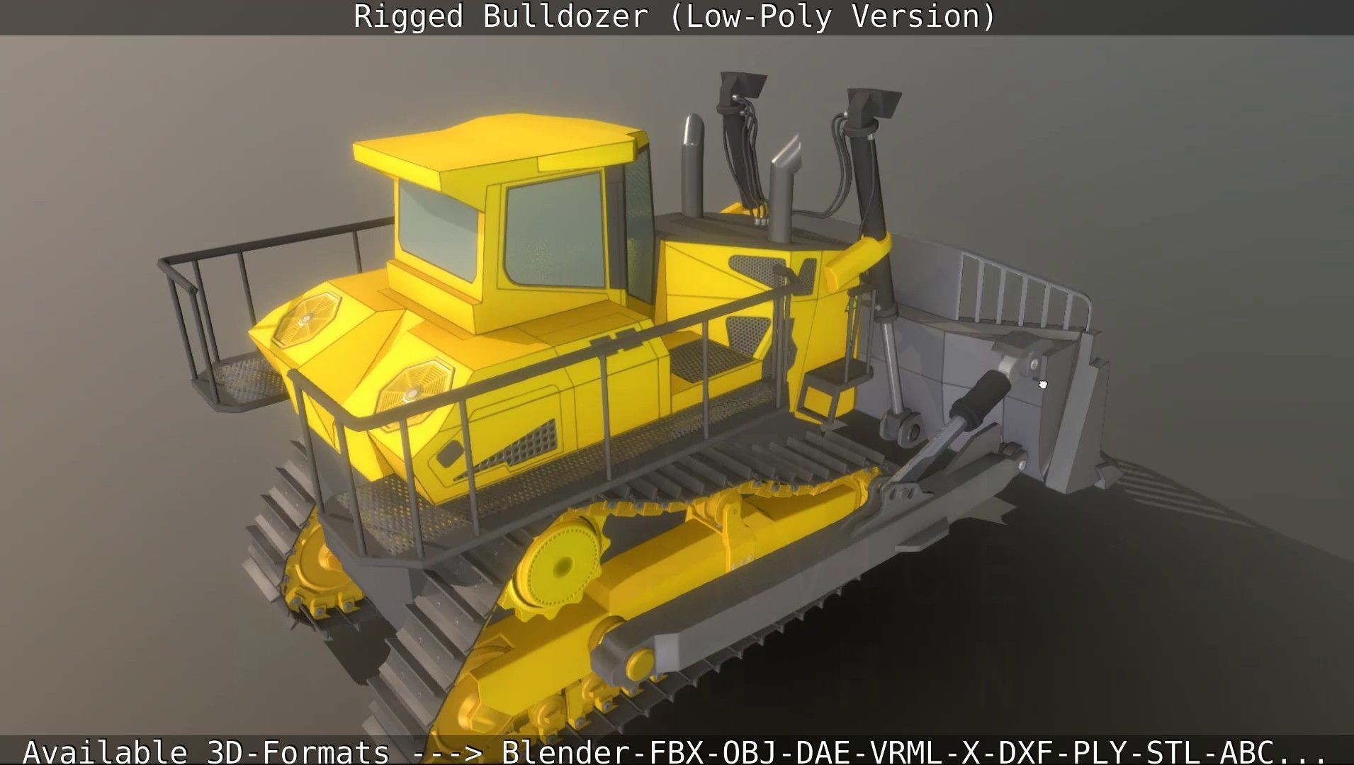Bulldozer Rigged and Animated- Low-Poly Version Low-poly 3D model_44