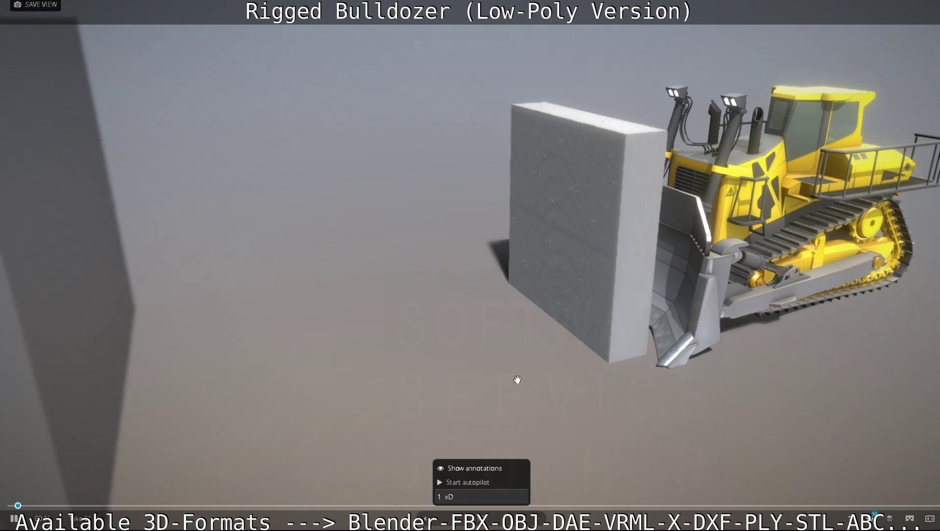 Bulldozer Rigged and Animated- Low-Poly Version Low-poly 3D model_22