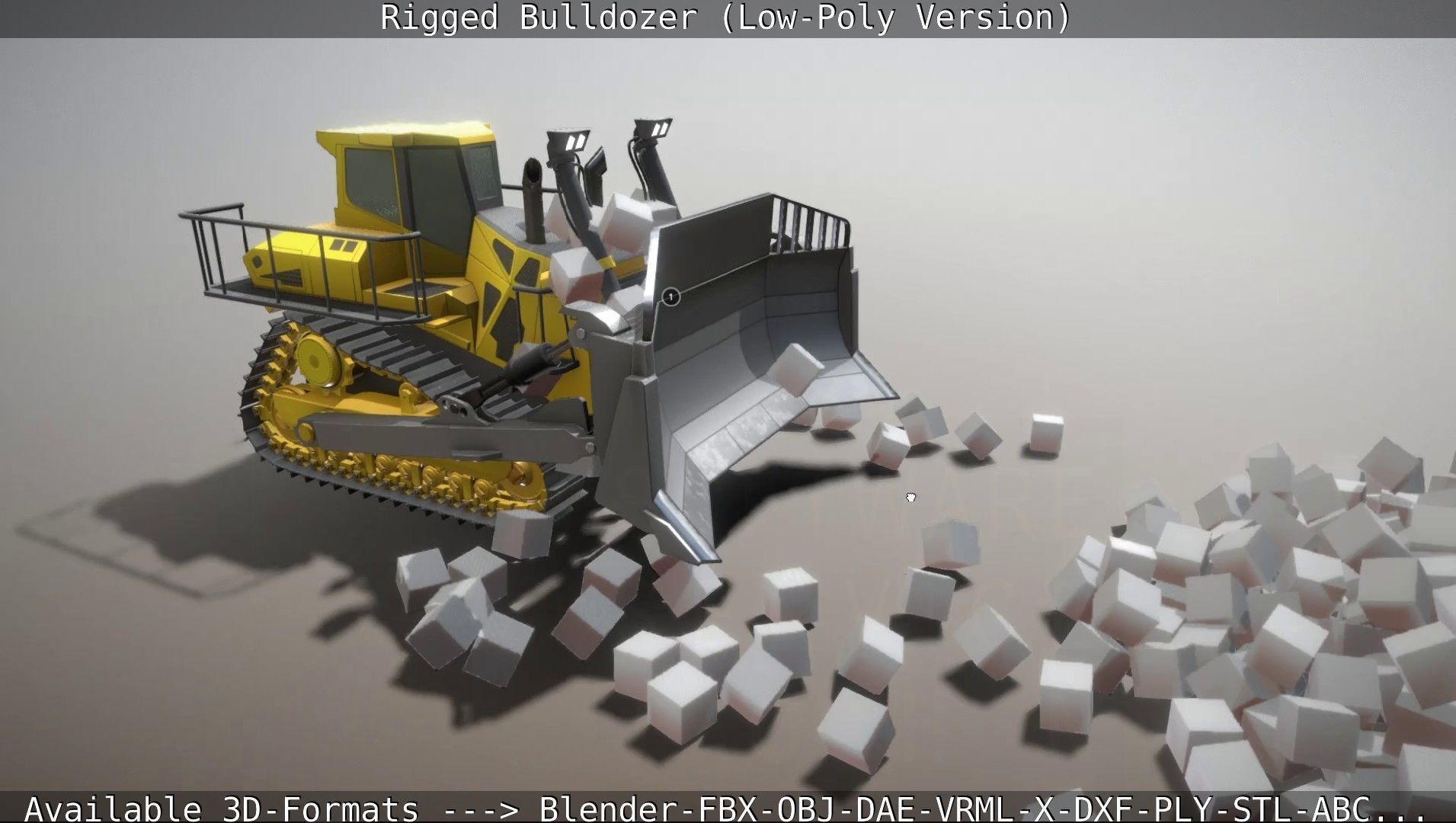 Bulldozer Rigged and Animated- Low-Poly Version Low-poly 3D model_23