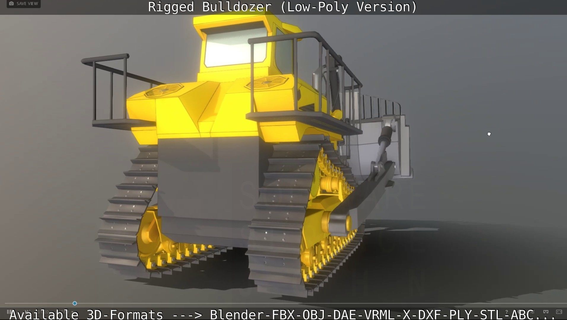 Bulldozer Rigged and Animated- Low-Poly Version Low-poly 3D model_38