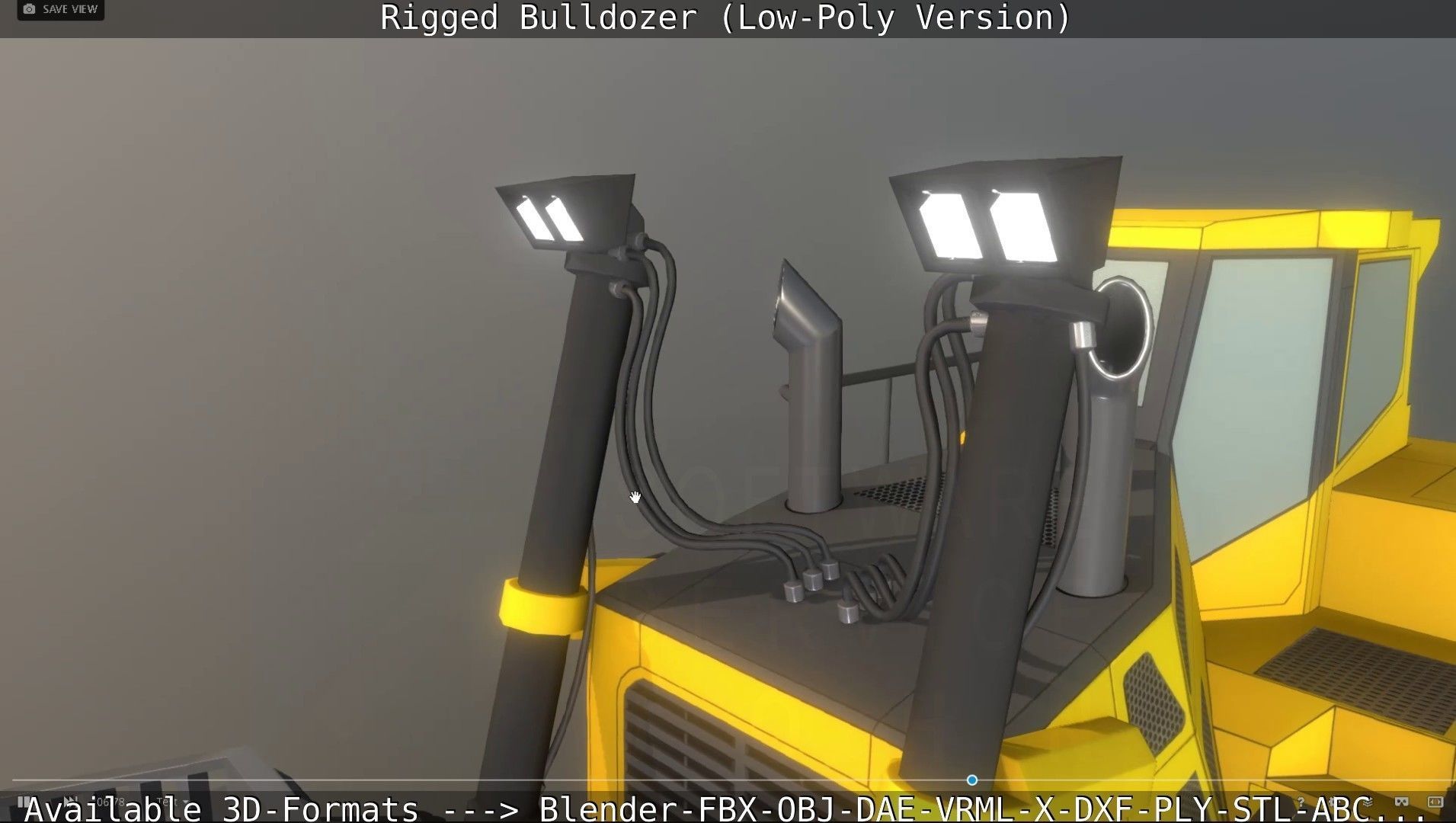 Bulldozer Rigged and Animated- Low-Poly Version Low-poly 3D model_94