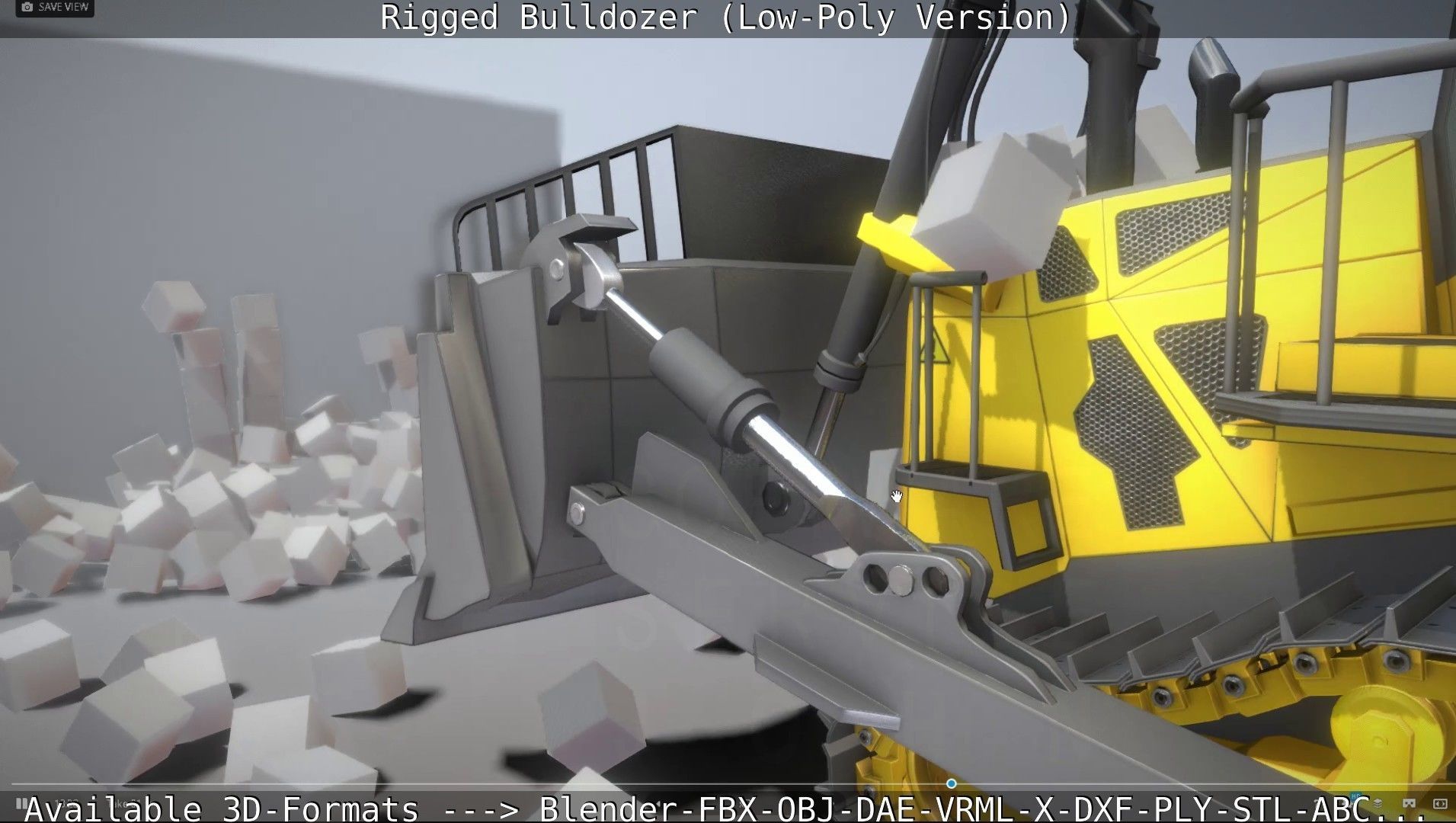 Bulldozer Rigged and Animated- Low-Poly Version Low-poly 3D model_6