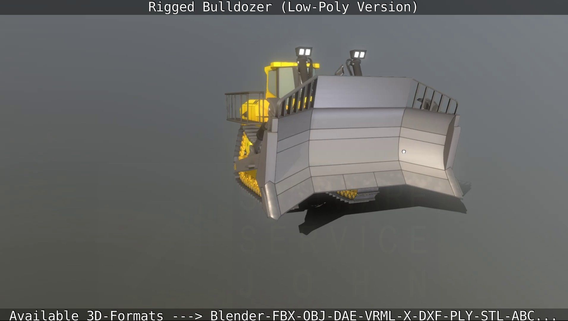 Bulldozer Rigged and Animated- Low-Poly Version Low-poly 3D model_69
