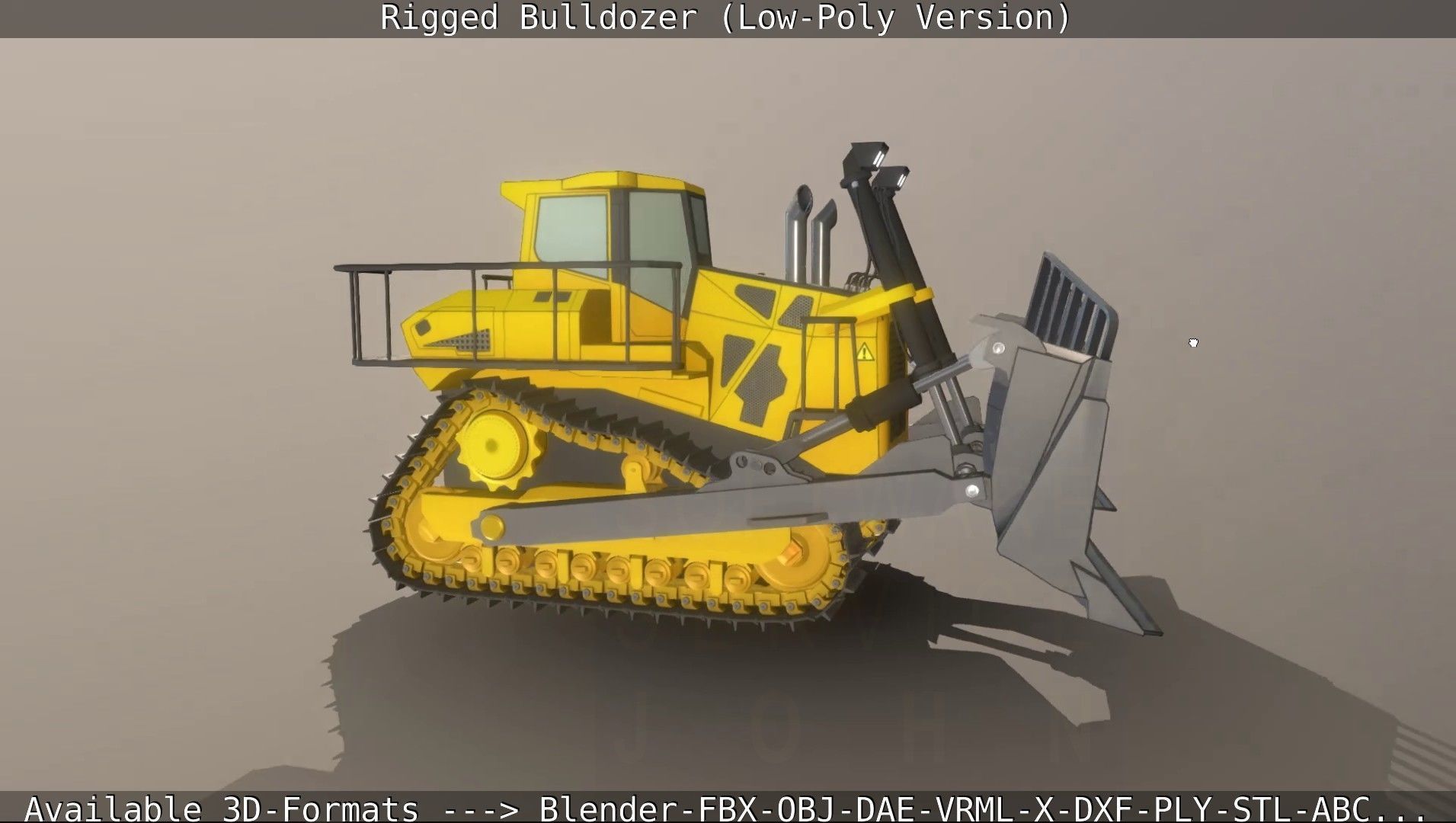 Bulldozer Rigged and Animated- Low-Poly Version Low-poly 3D model_41