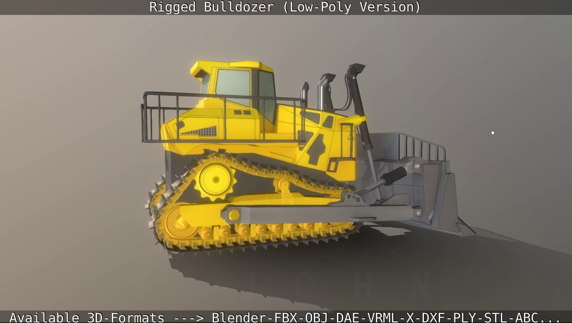 Bulldozer Rigged and Animated- Low-Poly Version Low-poly 3D model_34