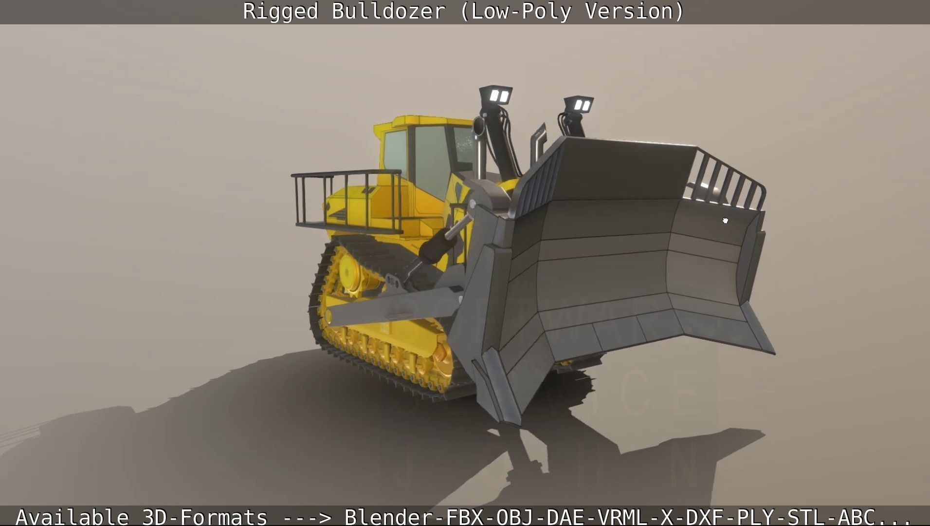 Bulldozer Rigged and Animated- Low-Poly Version Low-poly 3D model_36