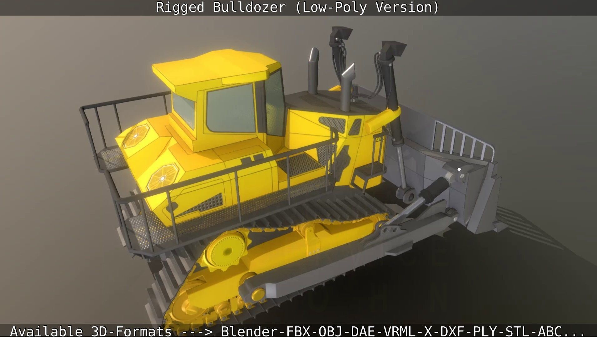 Bulldozer Rigged and Animated- Low-Poly Version Low-poly 3D model_33