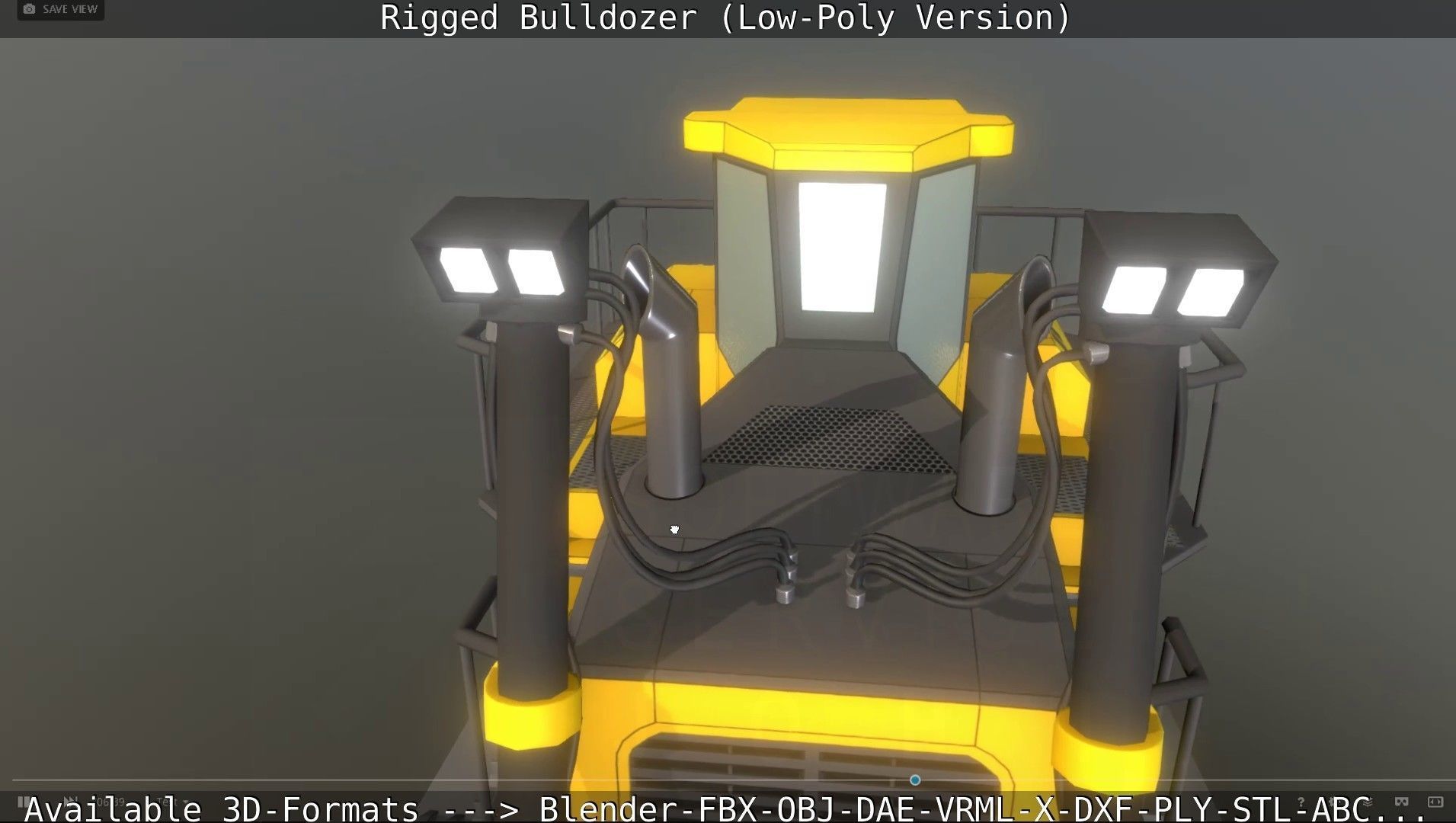 Bulldozer Rigged and Animated- Low-Poly Version Low-poly 3D model_92