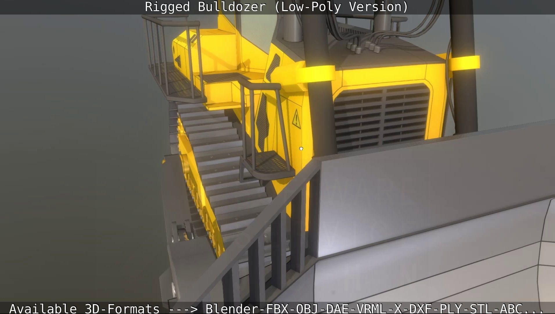 Bulldozer Rigged and Animated- Low-Poly Version Low-poly 3D model_88